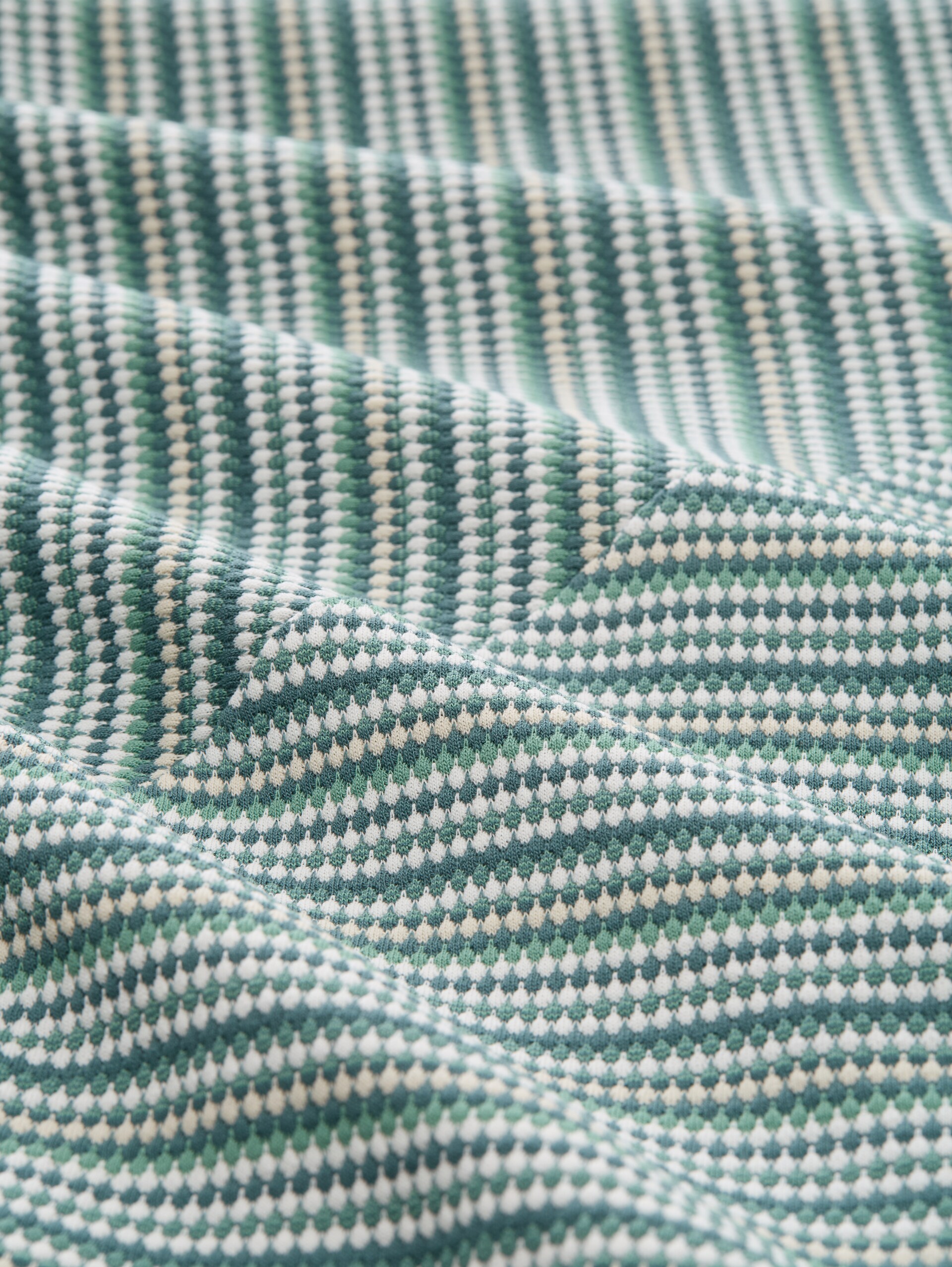 Loose Fit Jacquard T-Shirt - green beige structure stripe - Material-Ansicht