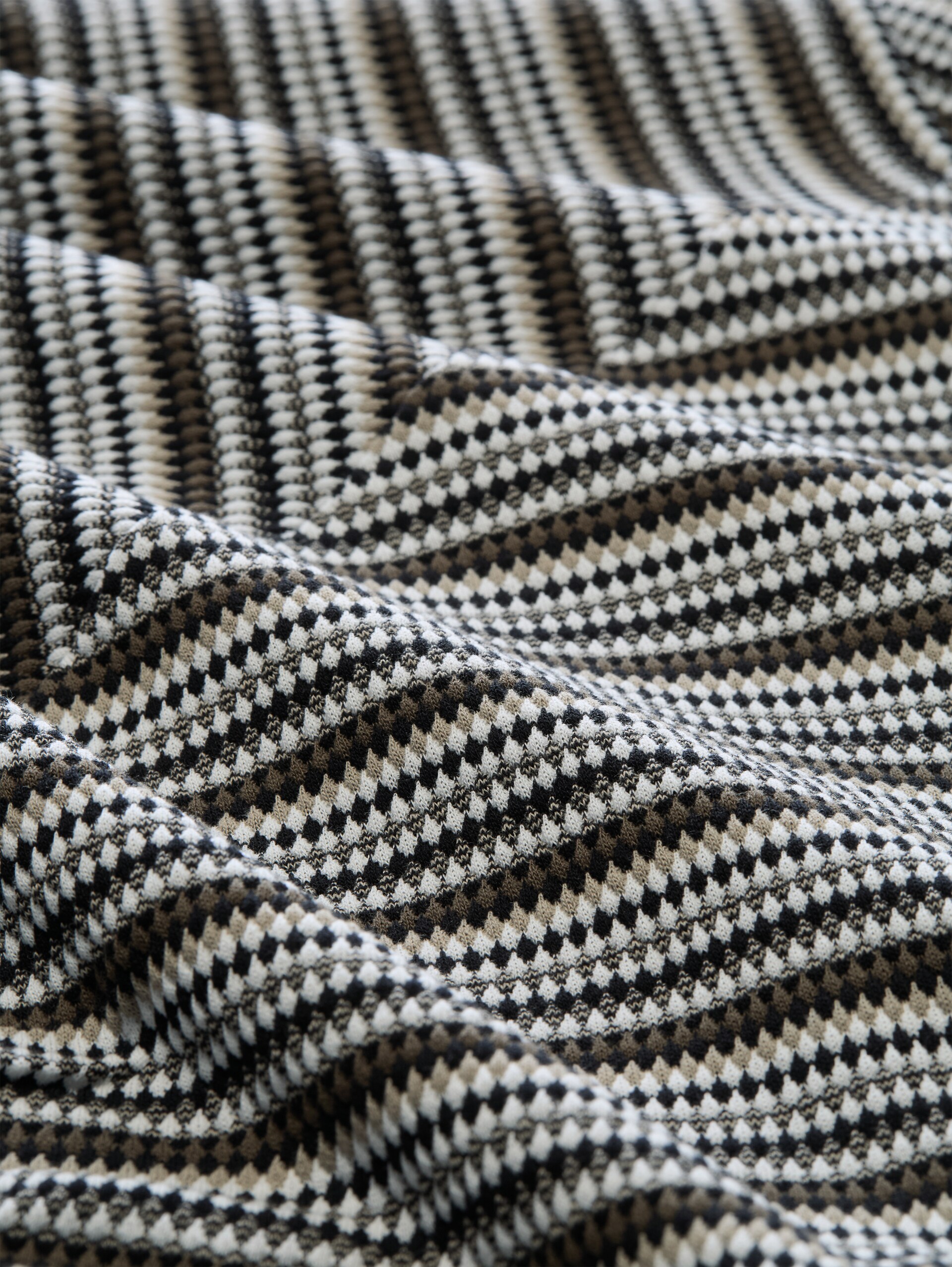 Loose fit jacquard T-shirt - olive black structure stripe - Materiaalweergave