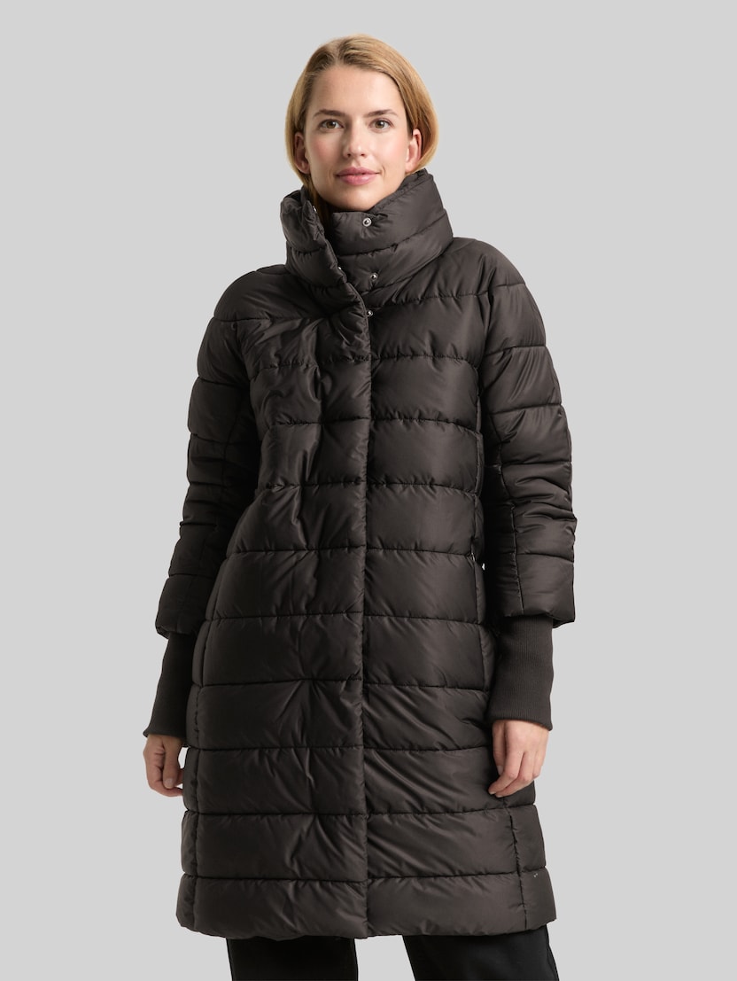 Puffer coat with a stand-up collar by Women, deep black