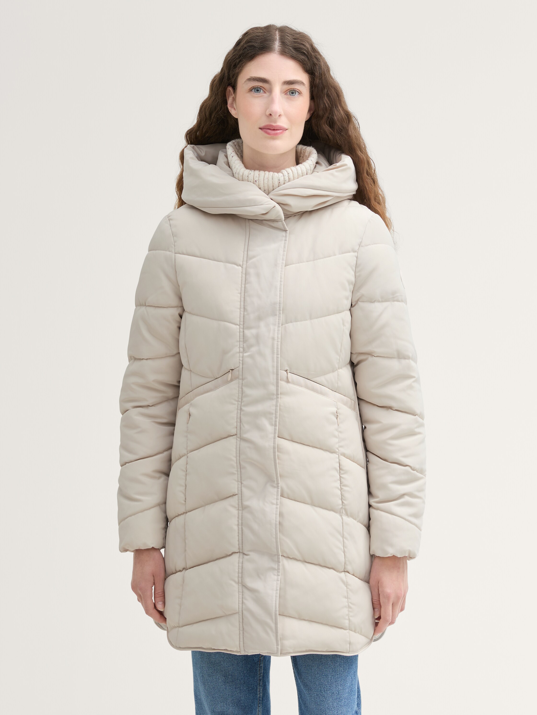 Puffermantel mit Kapuze - dusty_beige_1 - 