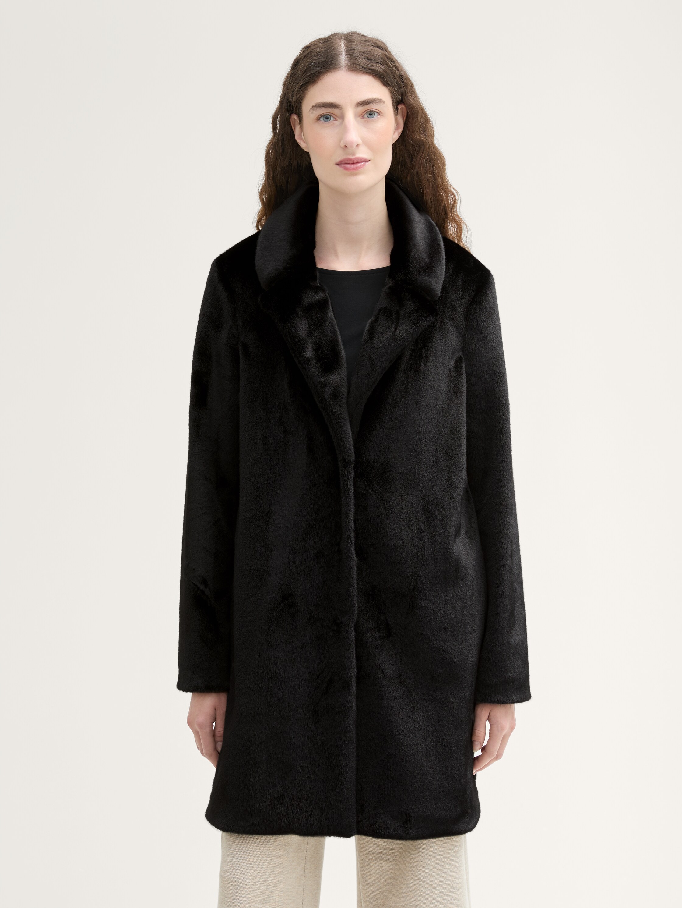 Fake-Fur Mantel - deep_black_1 - 