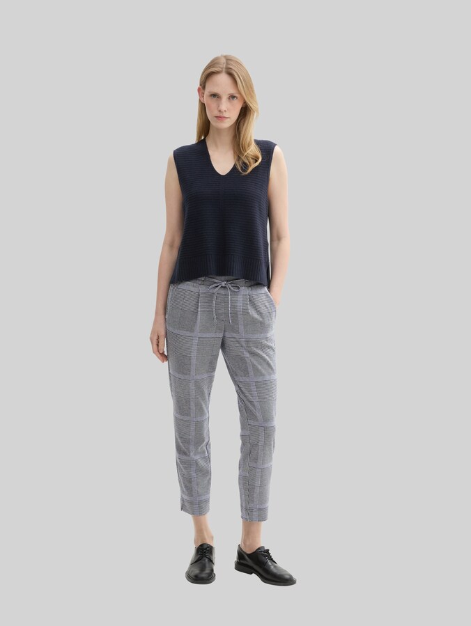 Pantalon à carreaux ample comportant du LENZING™ EcoVero™ par Women, navy blue check