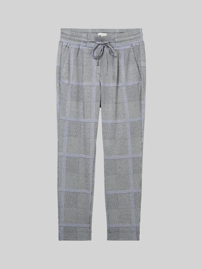 Loose check trousers in LENZING™ EcoVero™ by Women, navy blue check