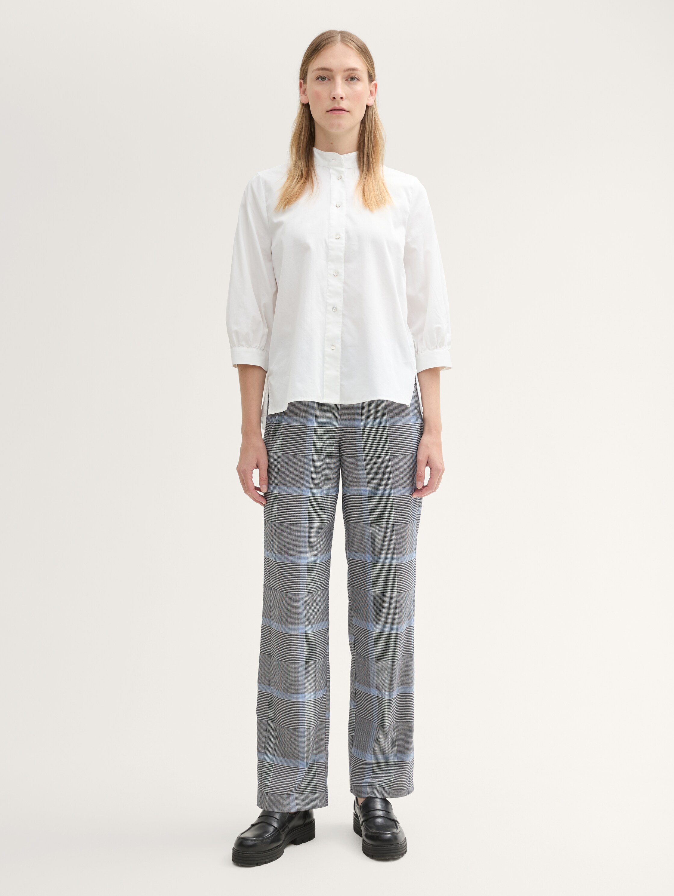 Lockere Karohose mit geradem Bein - navy_blue_check - 