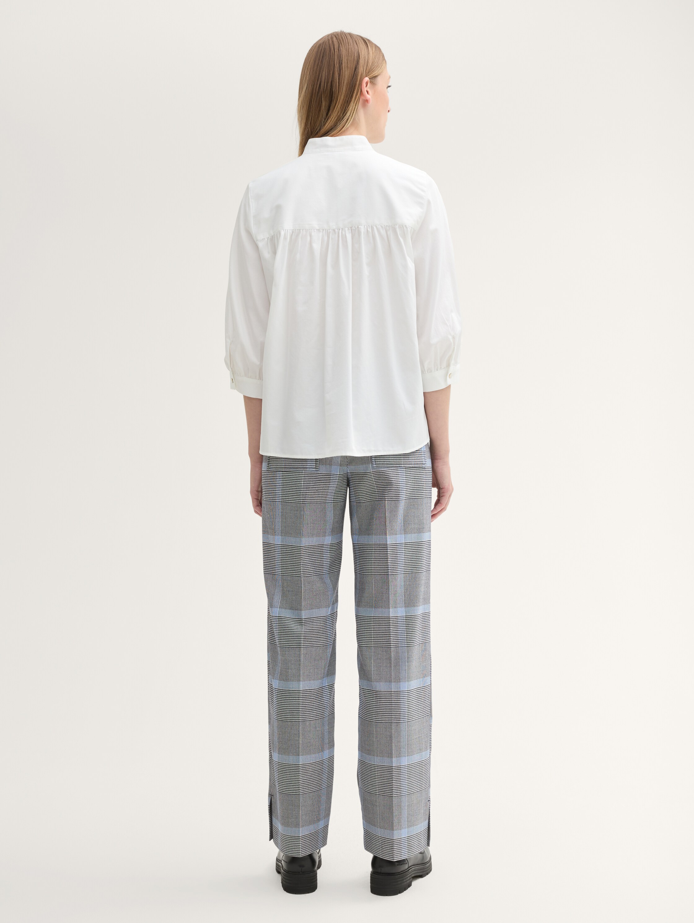 Lockere Karohose mit geradem Bein - navy_blue_check - 