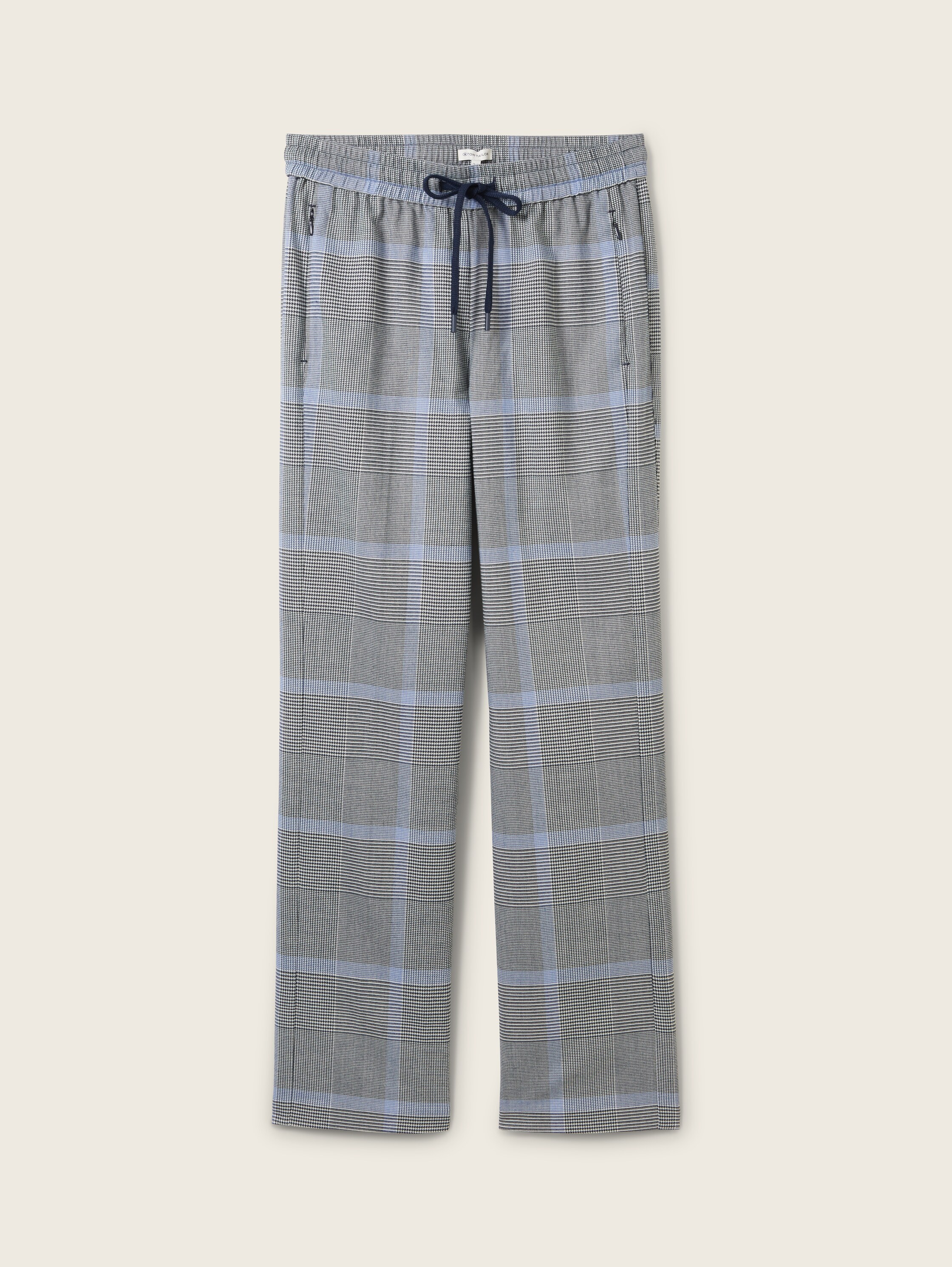 Lockere Karohose mit geradem Bein - navy_blue_check - 