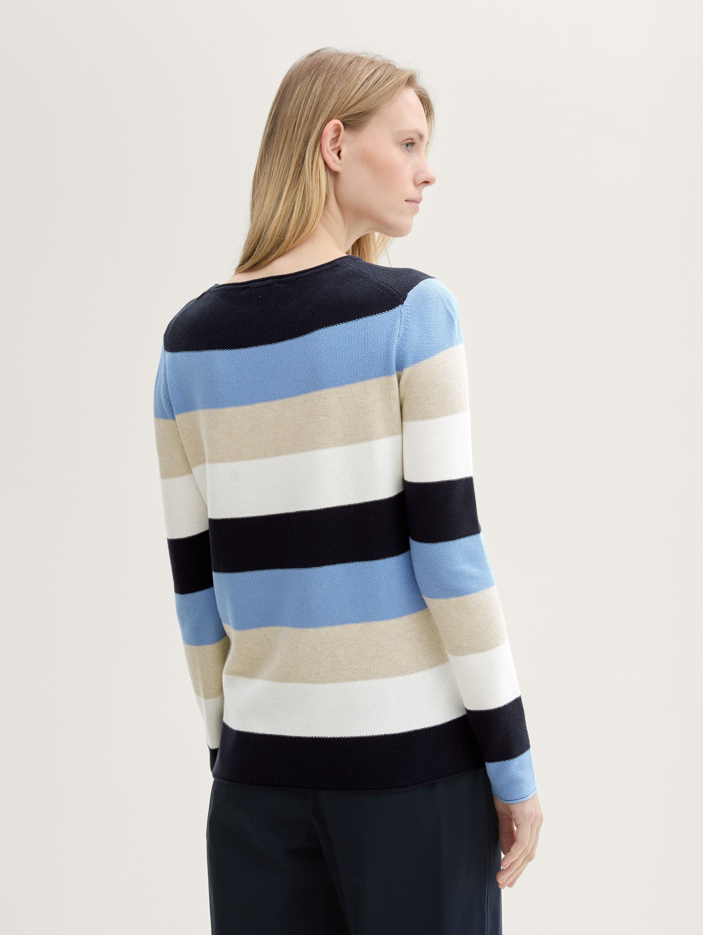 Strickpullover mit Rundhalsausschnitt - blue_block_stripe - 