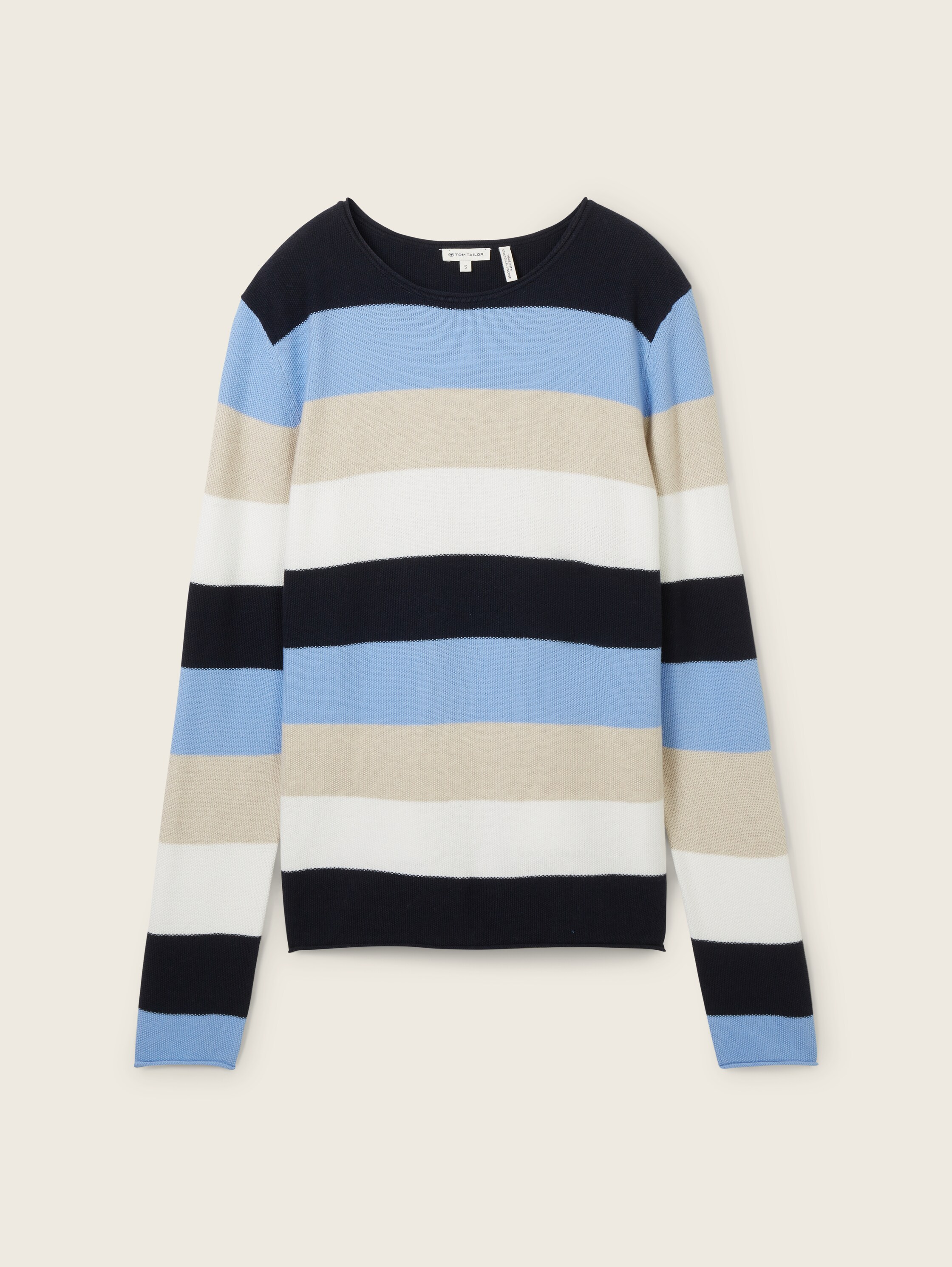 Strickpullover mit Rundhalsausschnitt - blue_block_stripe - 