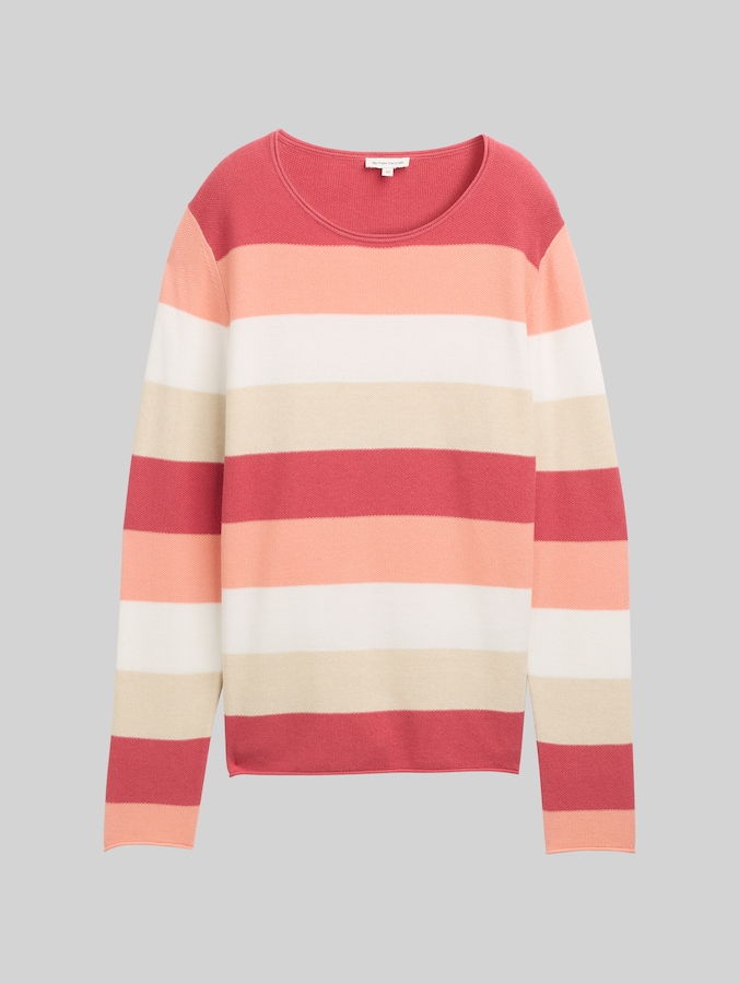 Sweat simple par Women, red apricot block stripe
