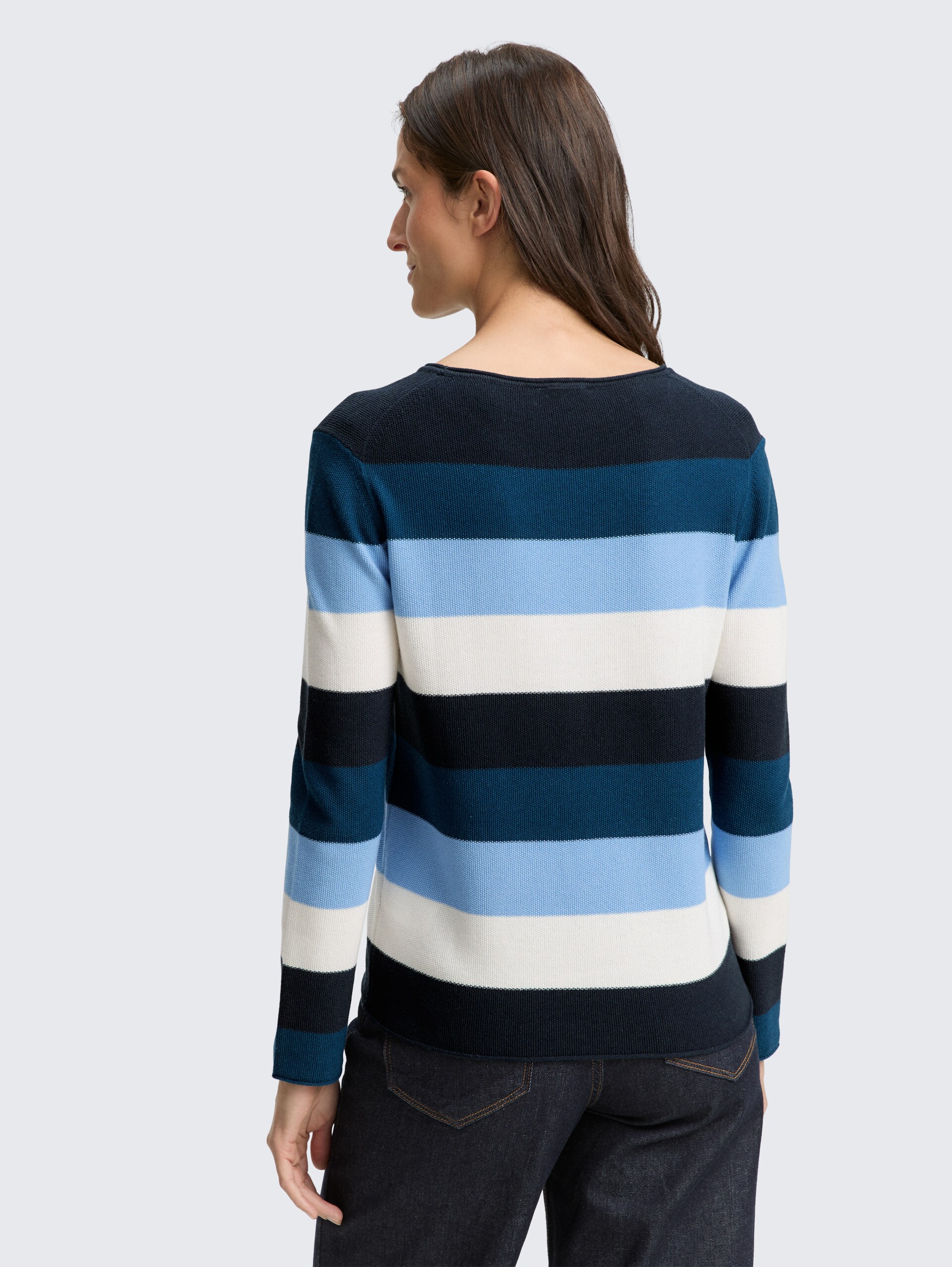 Strickpullover mit Rundhalsausschnitt - big teal knit stripe