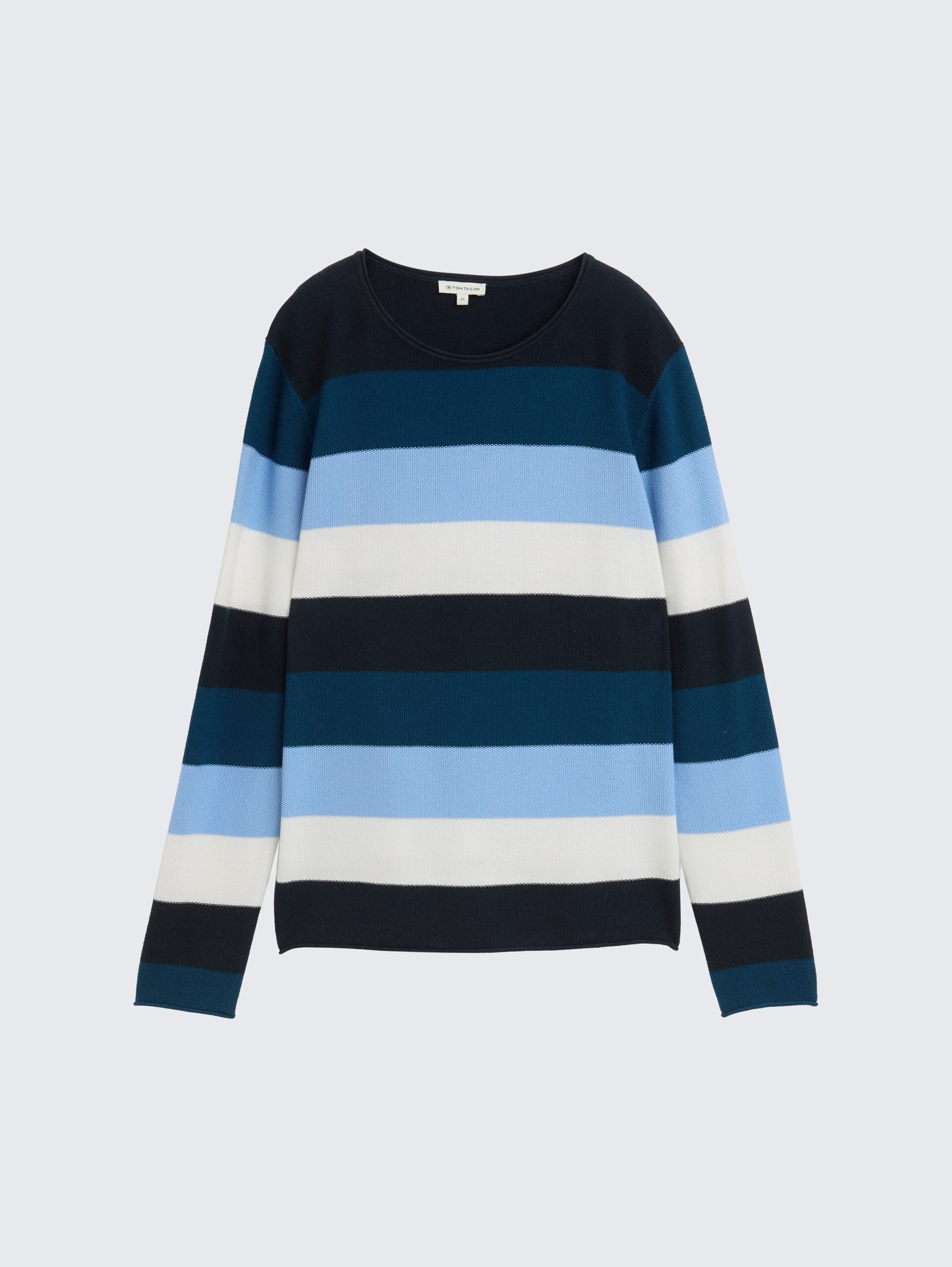 Strickpullover mit Rundhalsausschnitt - big teal knit stripe