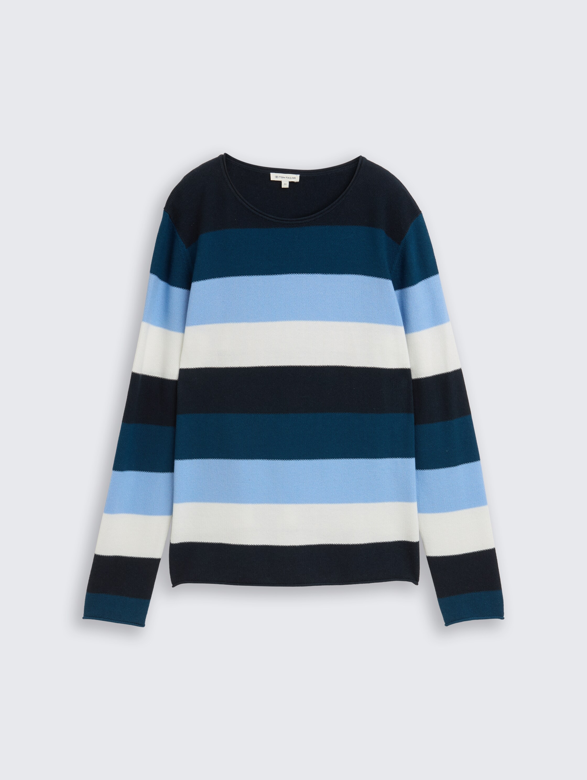 Strickpullover mit Rundhalsausschnitt - big teal knit stripe