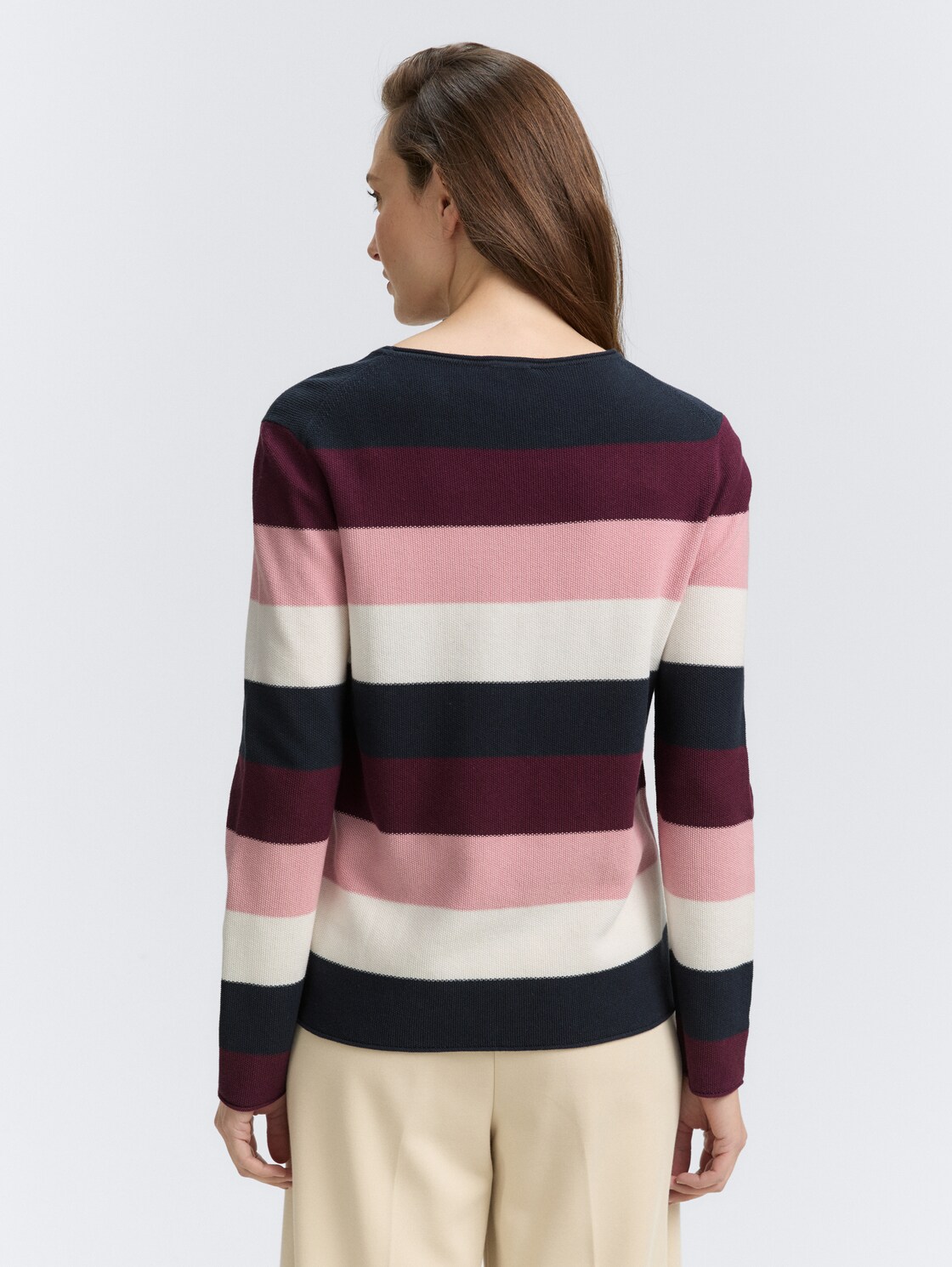 Strickpullover mit Rundhalsausschnitt - big rose knit stripe