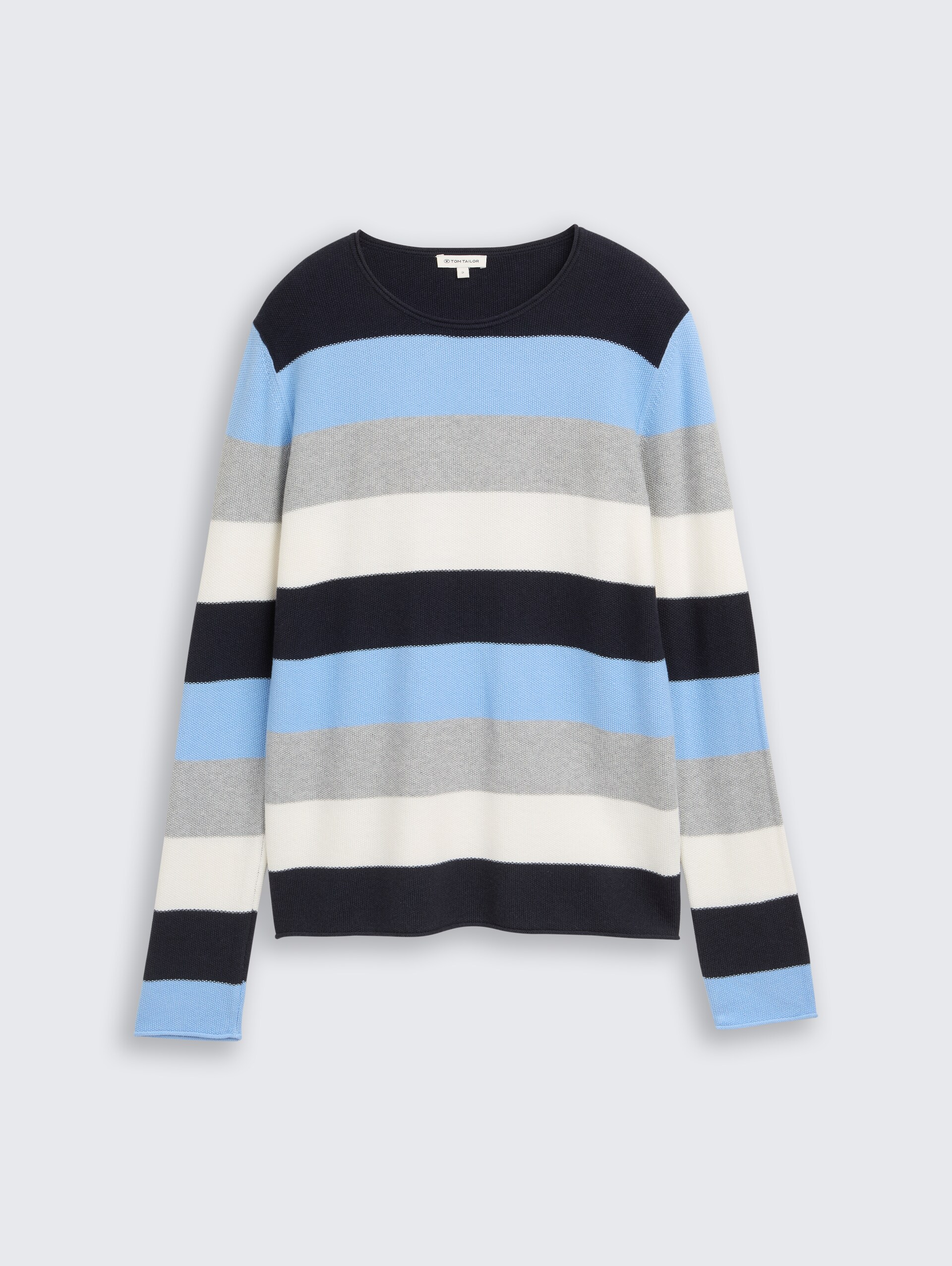 Strickpullover mit Rundhalsausschnitt - fjord blue grey stripe