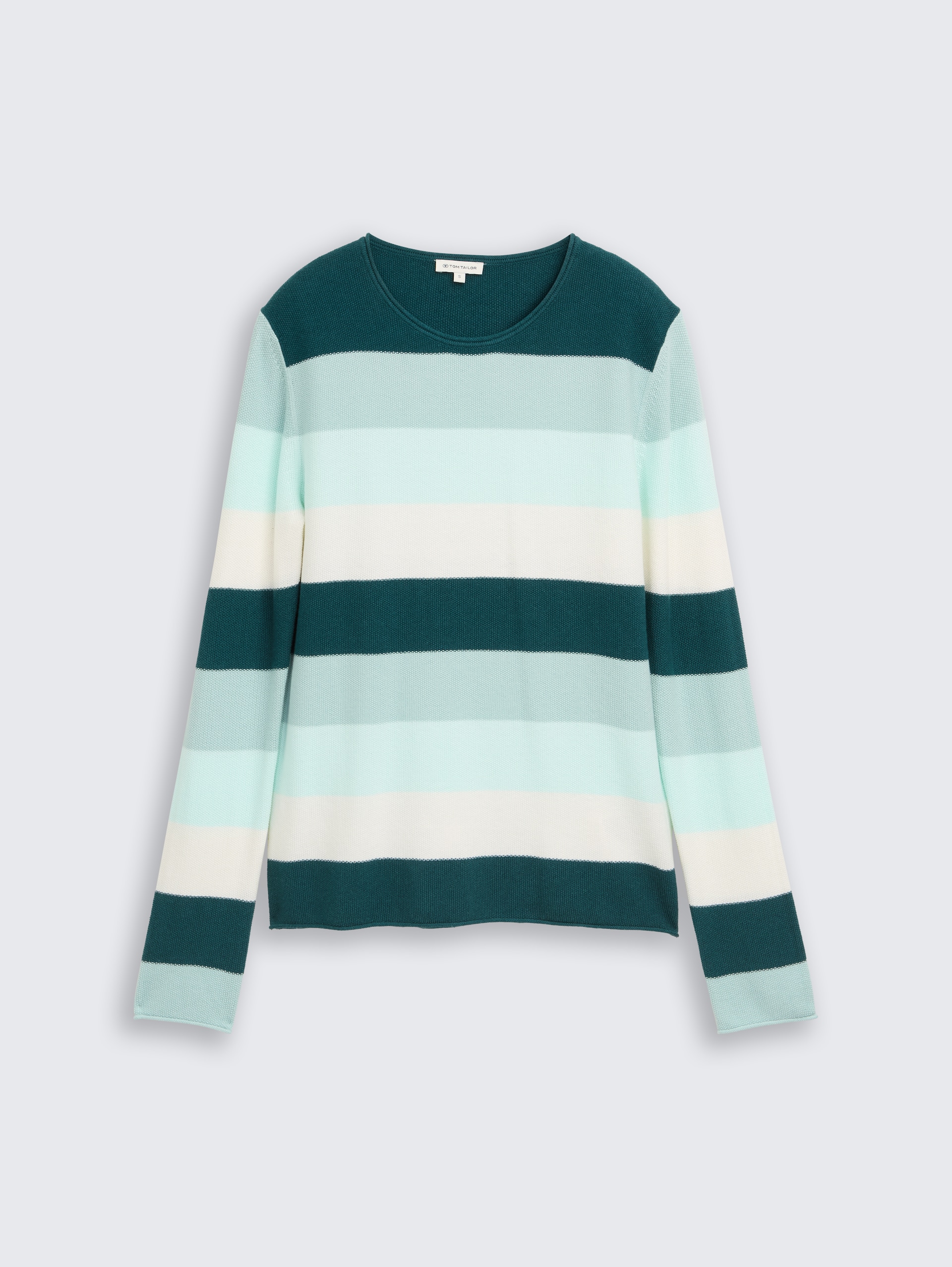 Strickpullover mit Rundhalsausschnitt - green mint white stripe