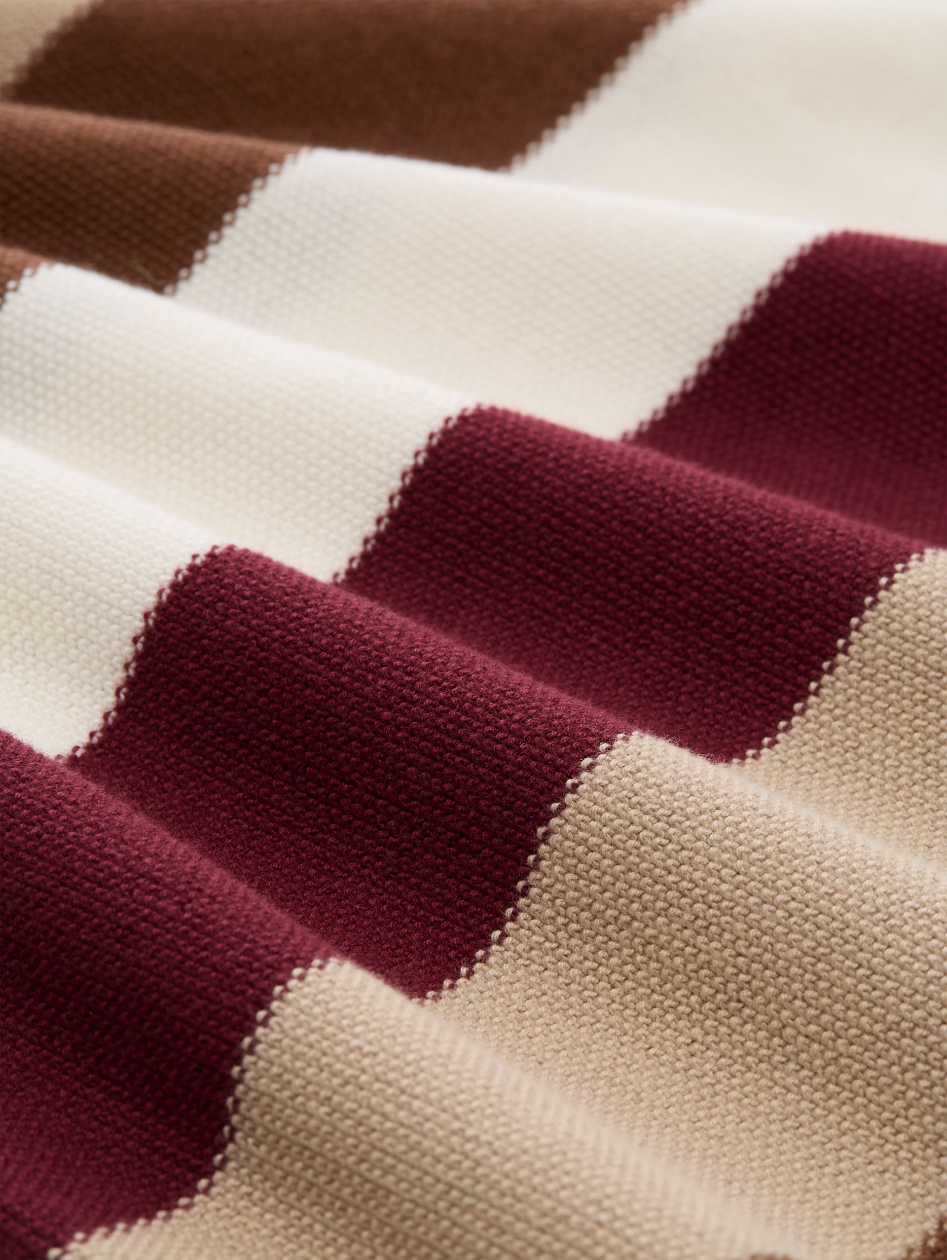 Gebreide trui met ronde hals - preppy plum camel stripe - Materiaalweergave