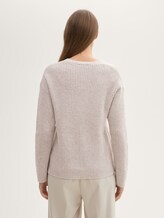 Pull en maille à col en V - dusty beige melange