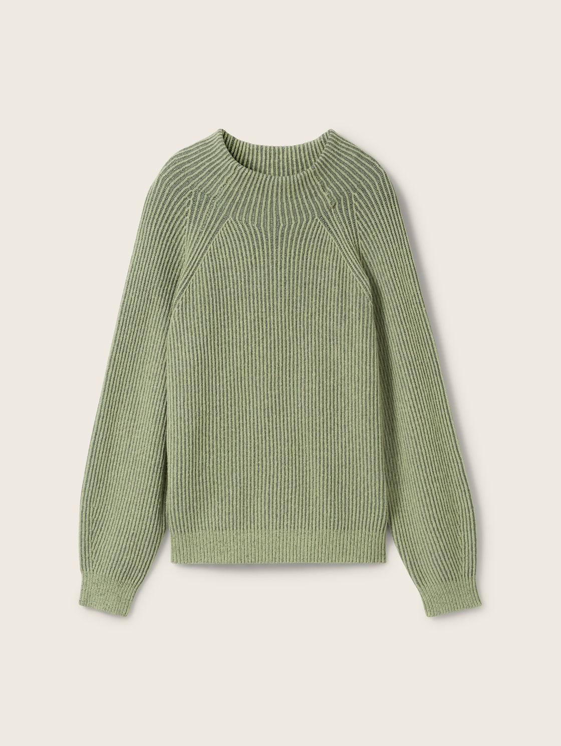 Gerippter Pullover mit Stehkragen - pale bark green rib structure