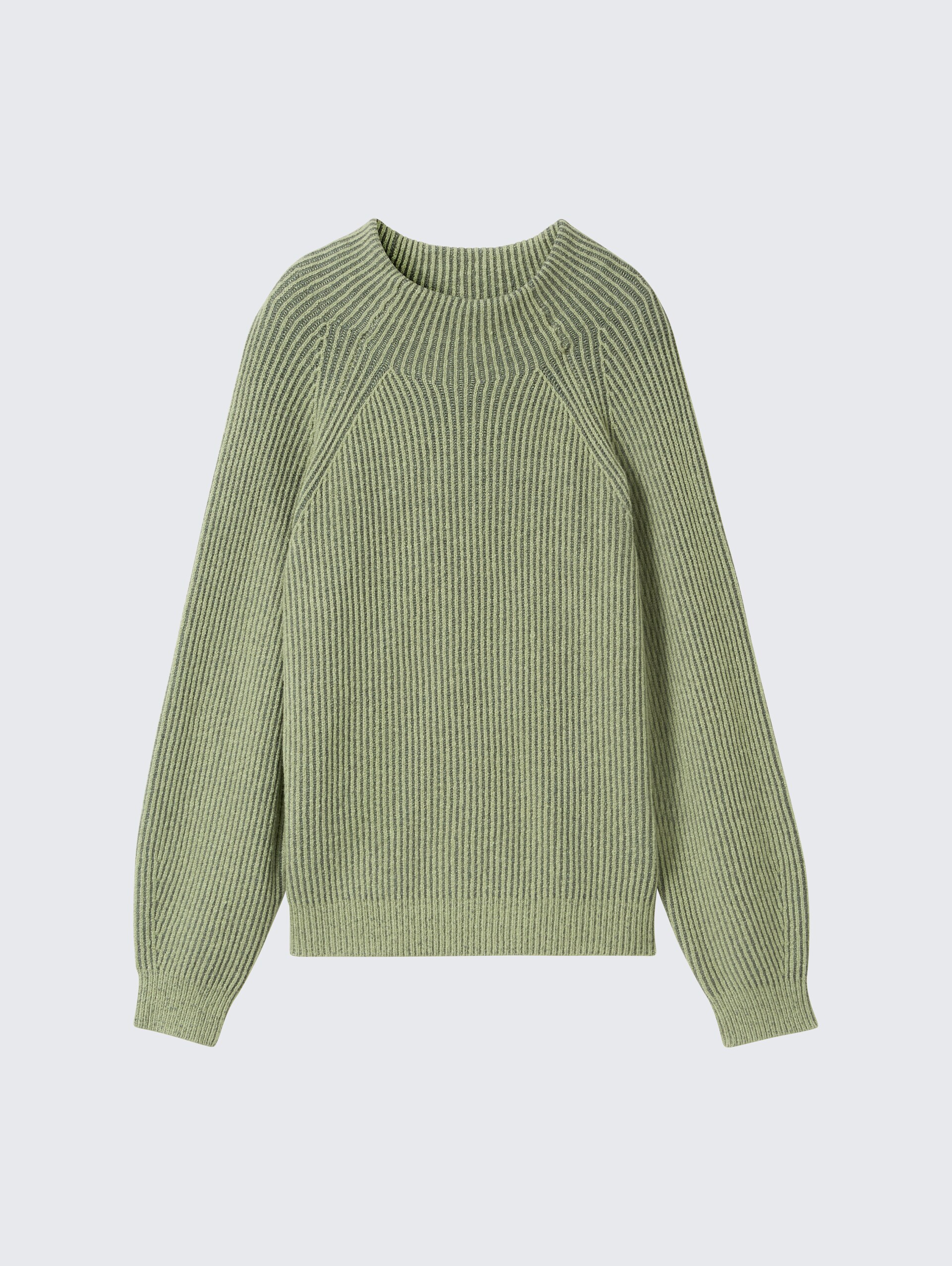 Gerippter Pullover mit Stehkragen - pale bark green rib structure