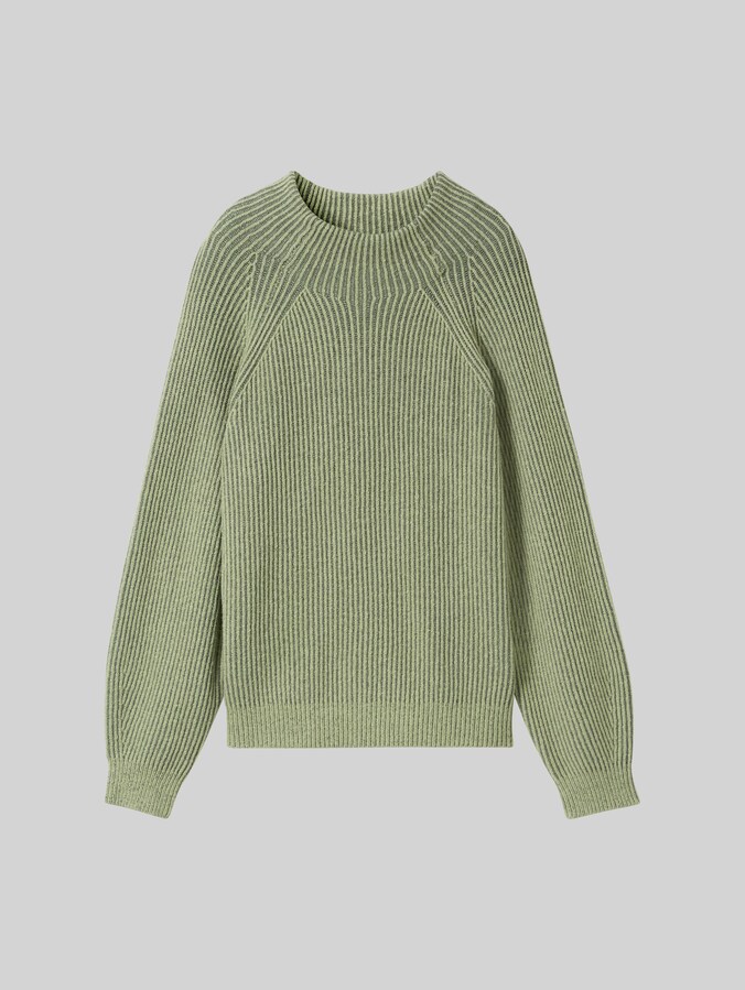 Pull côtelé à col montant par Women, pale bark green rib structure