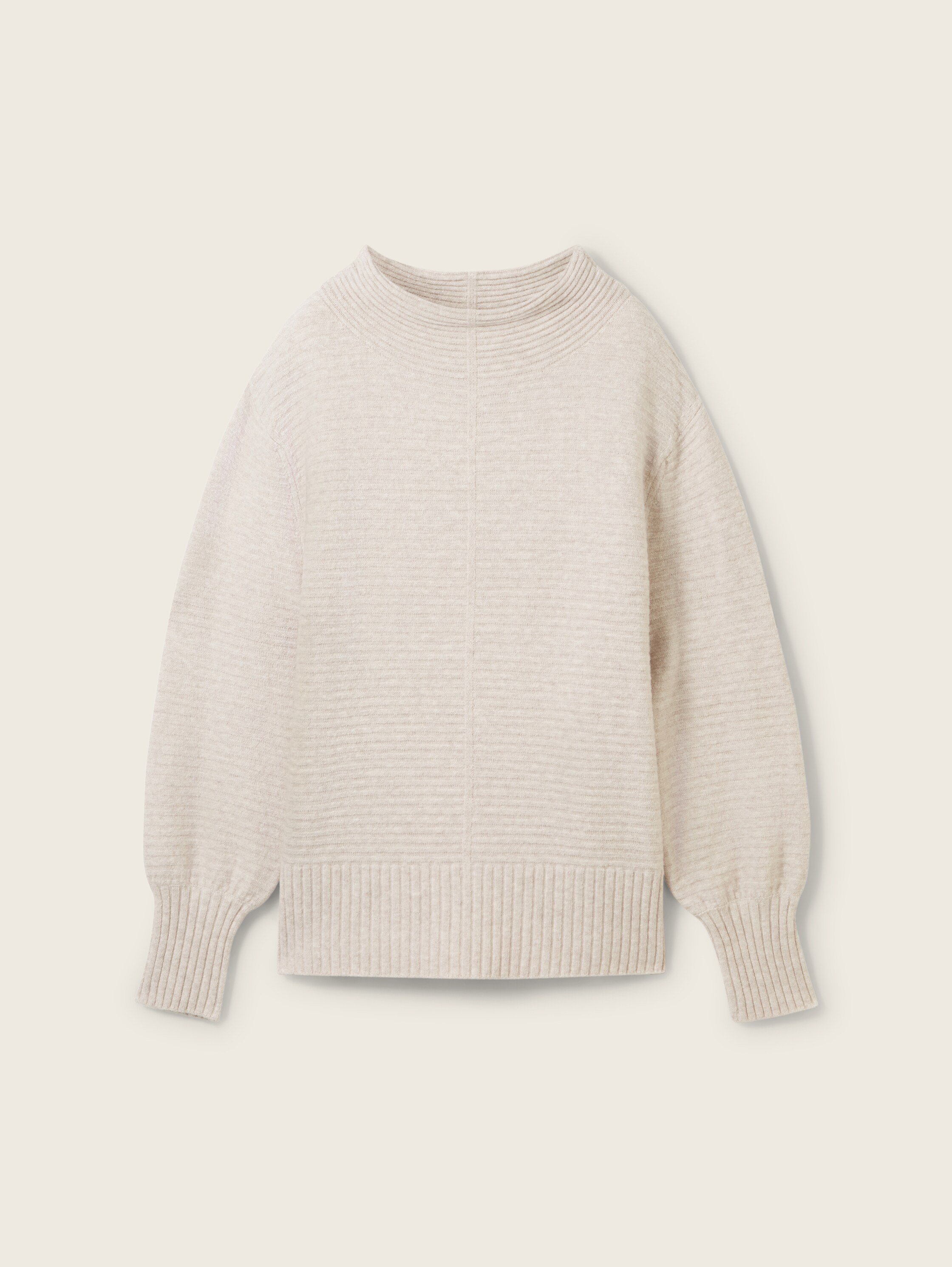 Strickpullover mit Stehkragen - dusty_beige_melange - 