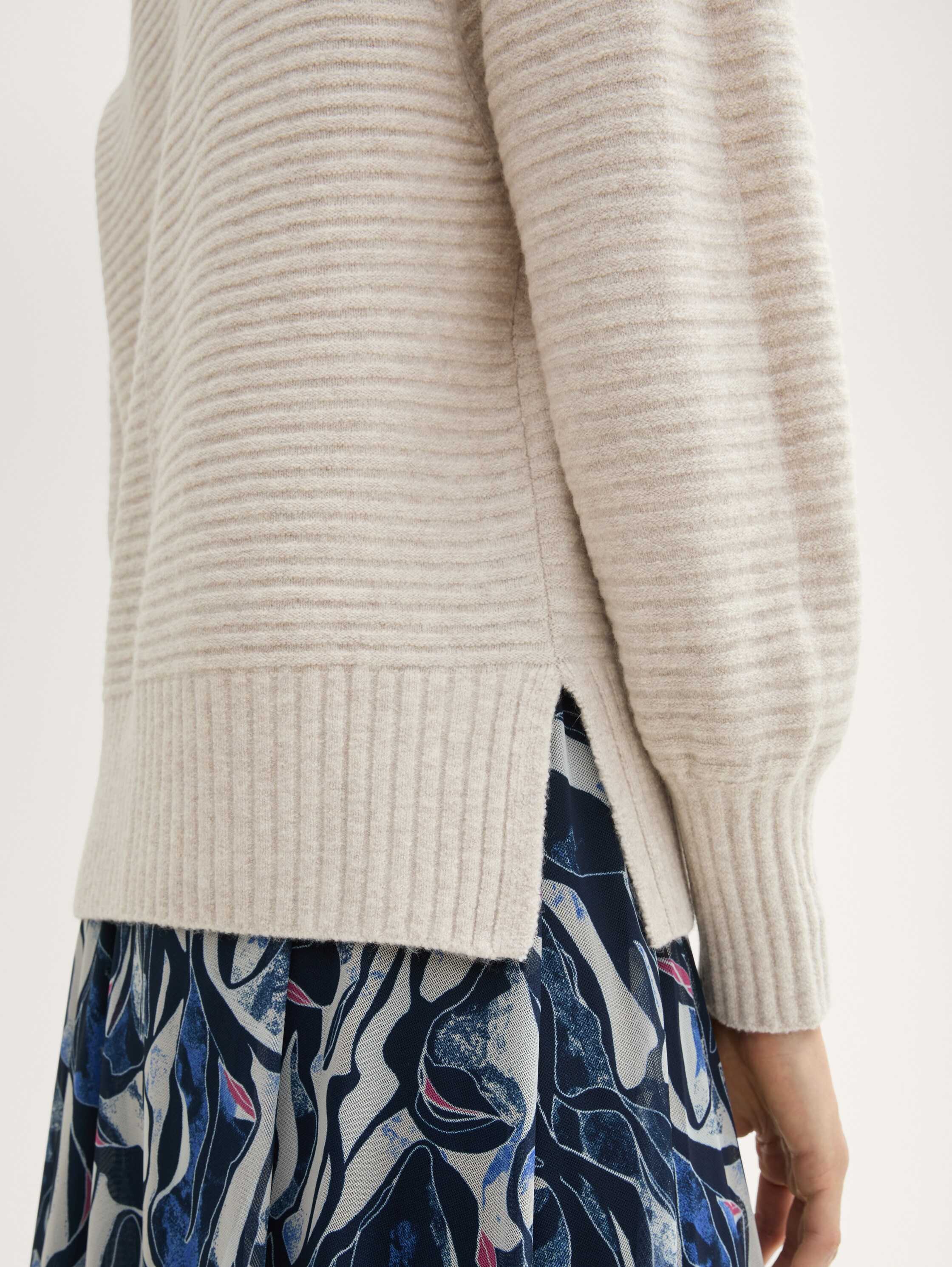 Strickpullover mit Stehkragen - dusty_beige_melange - 