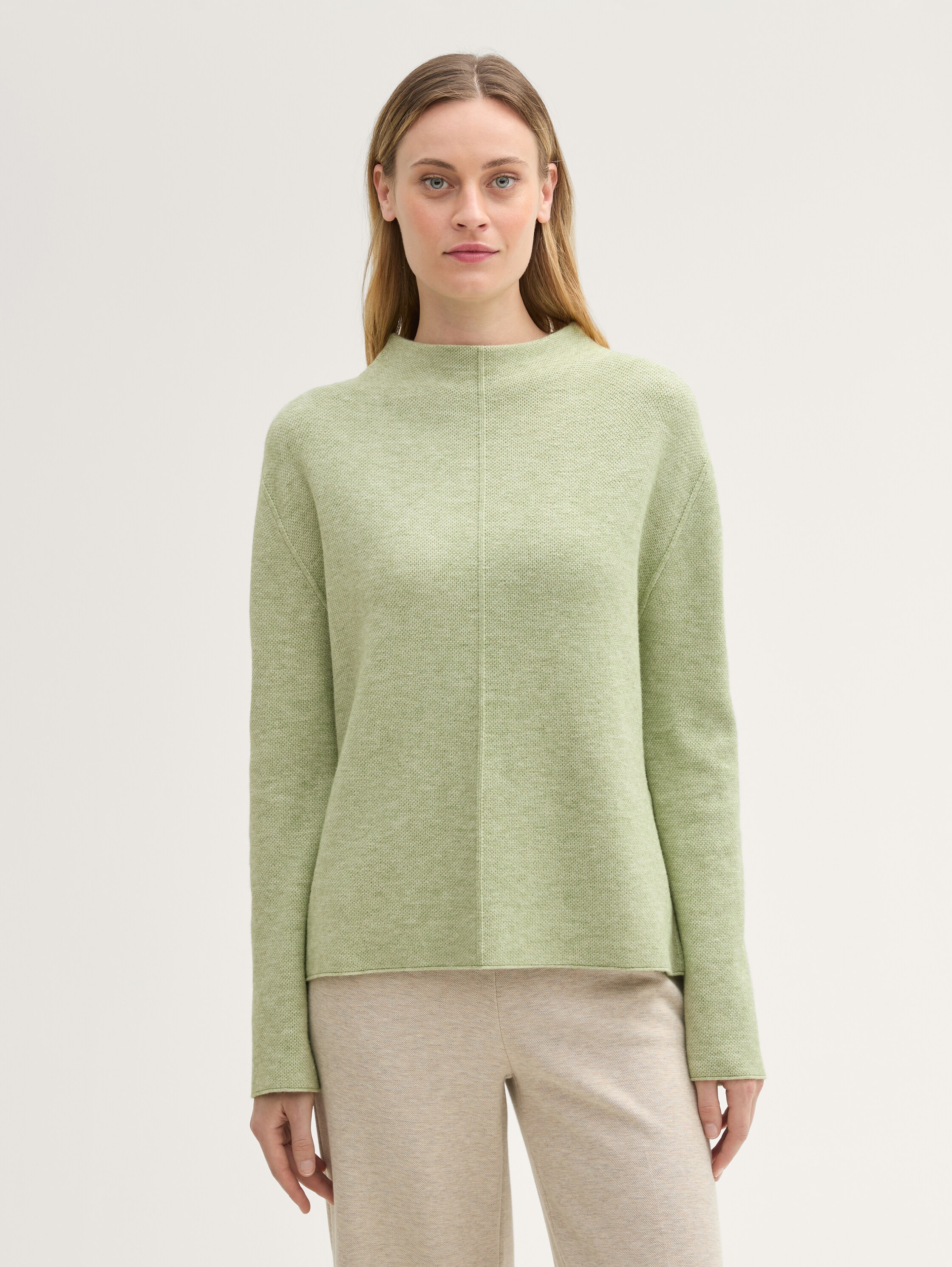 Strickpullover mit LENZING™ ECOVERO™ - pure_sage_melange - 