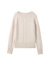 Nicht ausgewählt, Strickpullover mit Zopfmuster von Tom Tailor, braun