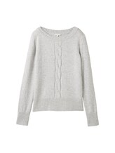 Nicht ausgewählt, Strickpullover mit Zopfmuster von Tom Tailor, grau