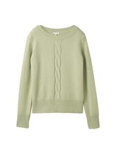 Nicht ausgewählt, Strickpullover mit Zopfmuster von Tom Tailor, grün