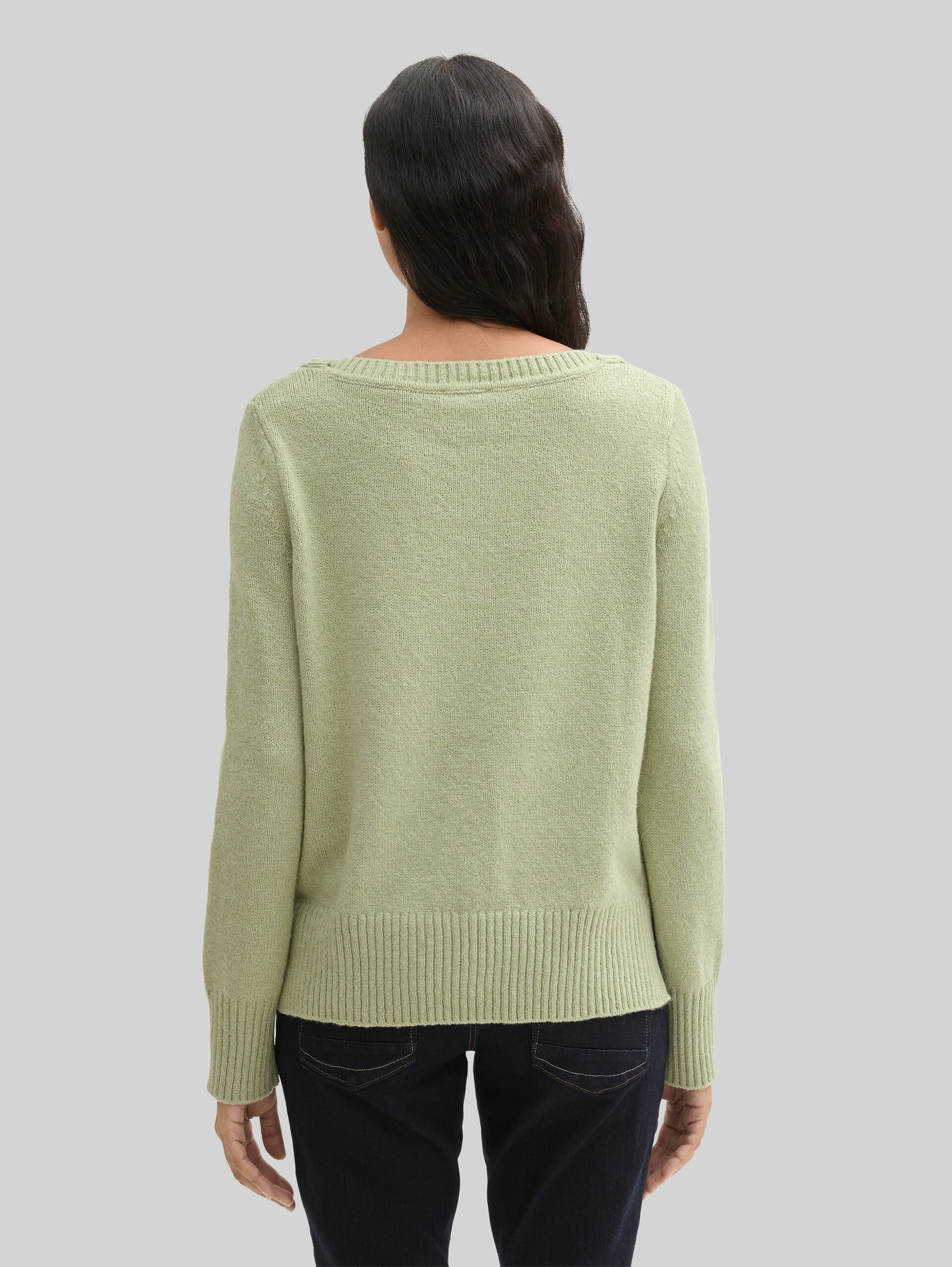 Strickpullover mit Zopfmuster - pure sage melange