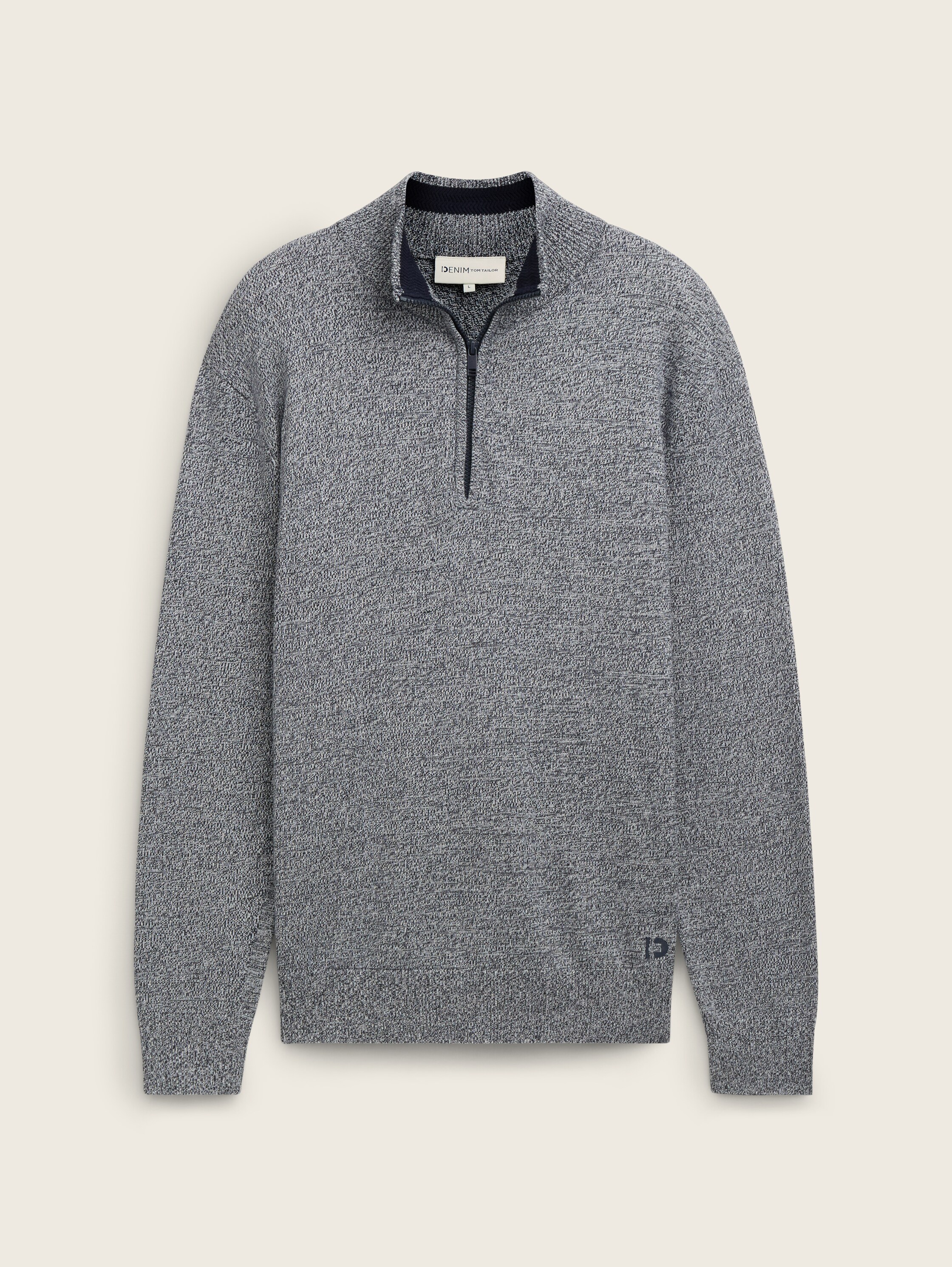 Basic Strick Troyer - navy_white_mouline - 