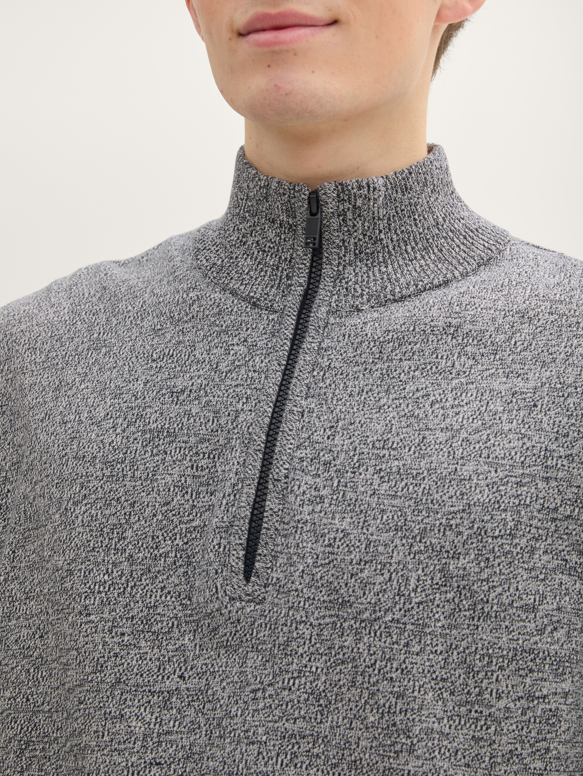 Basic Strick Troyer - navy_white_mouline - 