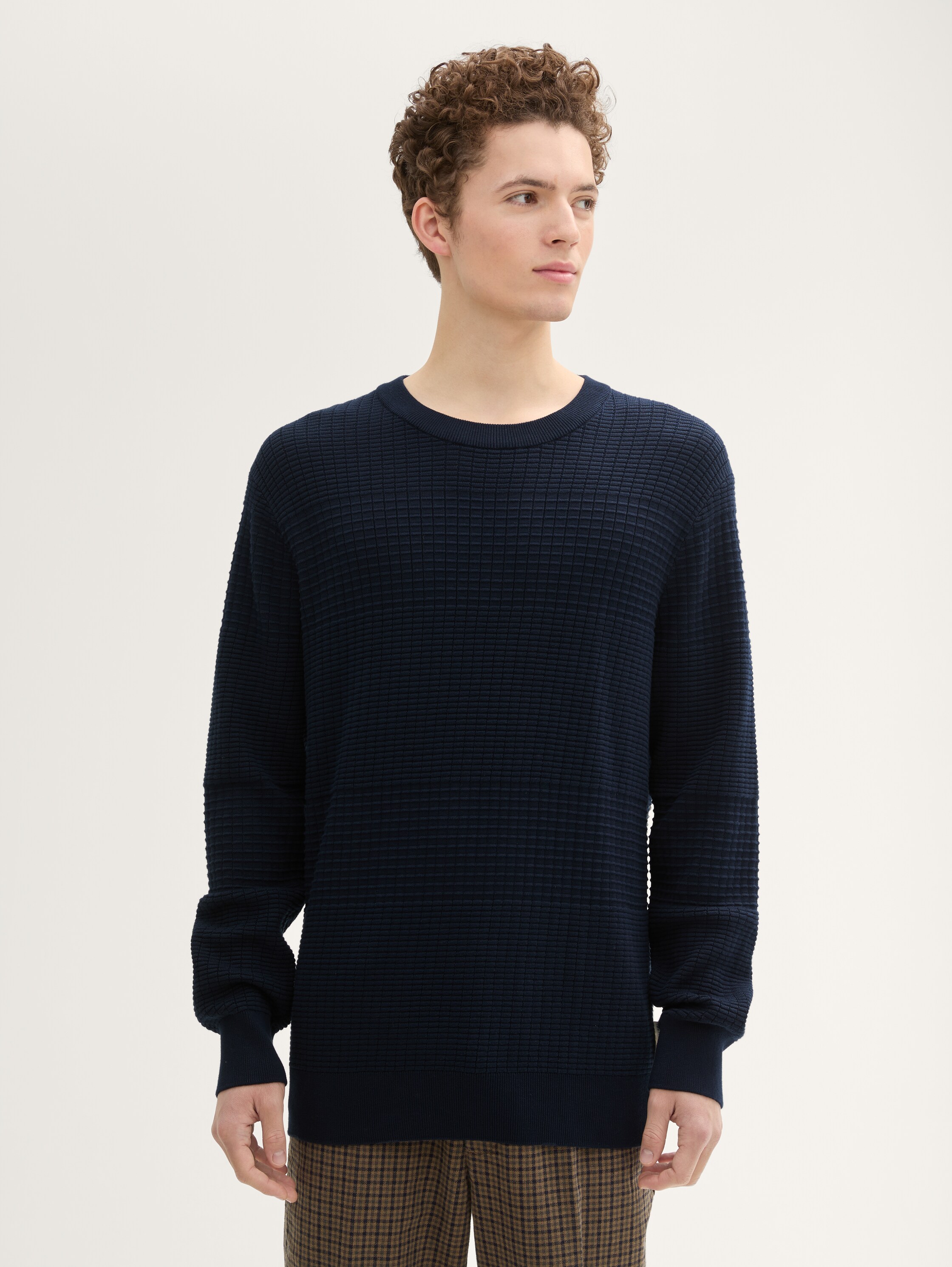 Regular fit gebreide trui van katoen - sky_captain_blue_1 - 