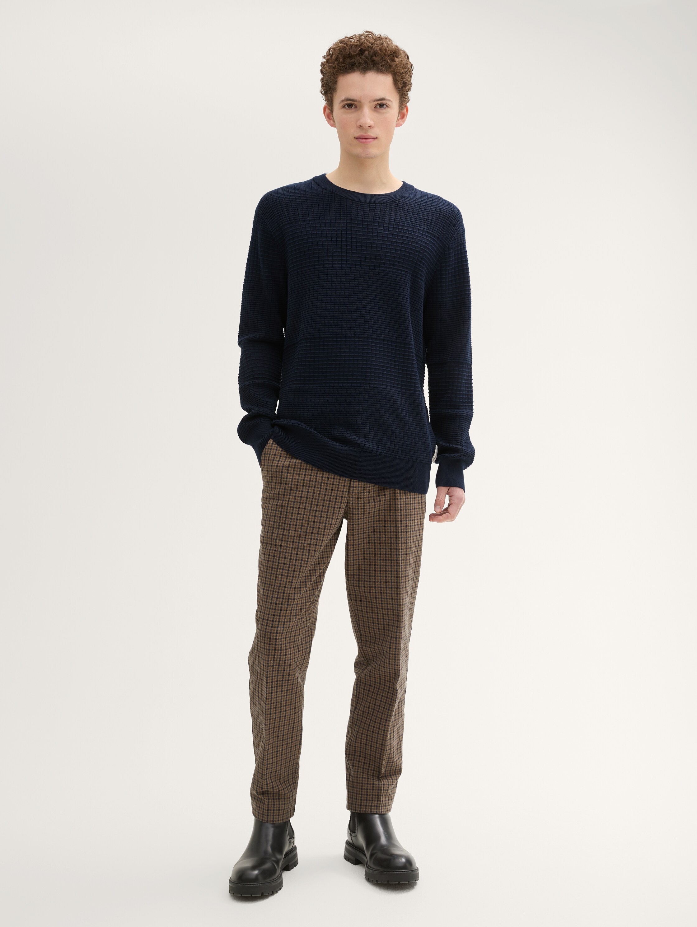 Regular fit gebreide trui van katoen - sky_captain_blue_1 - 