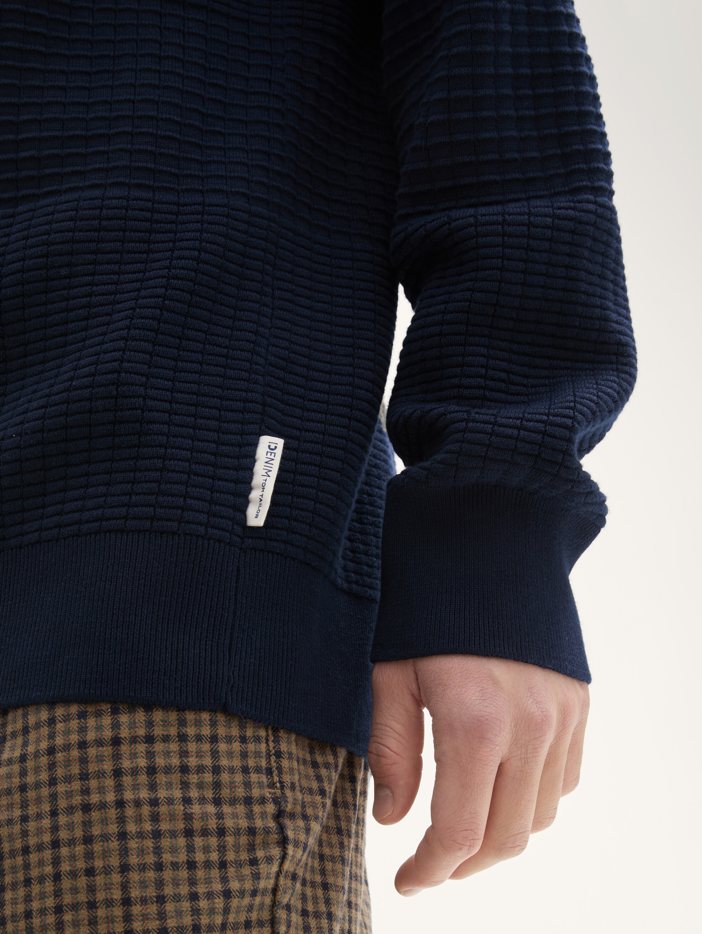 Regular fit gebreide trui van katoen - sky_captain_blue_1 - 