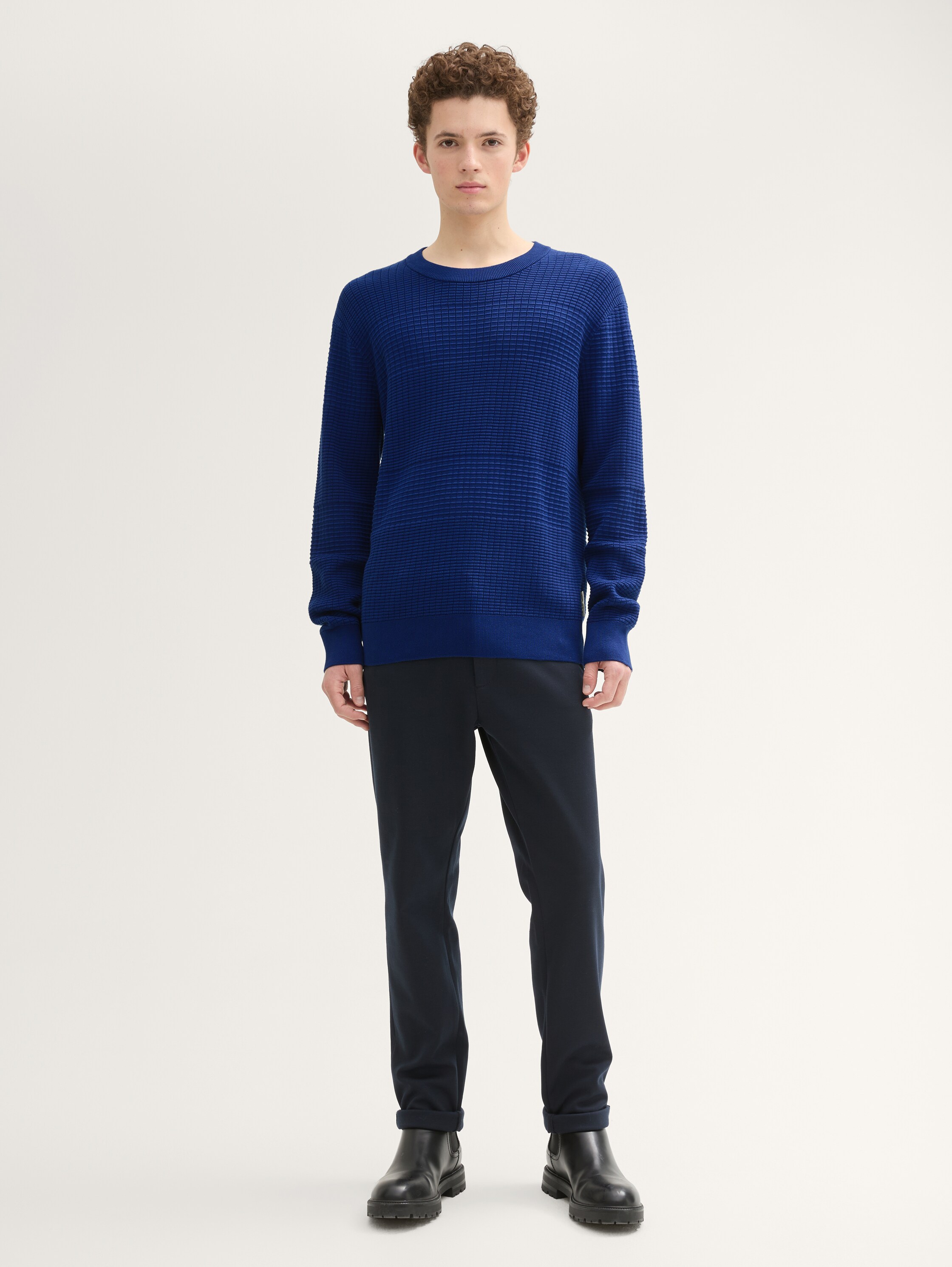 Regular Fit Strickpullover aus Baumwolle - space_cadet_blue - 