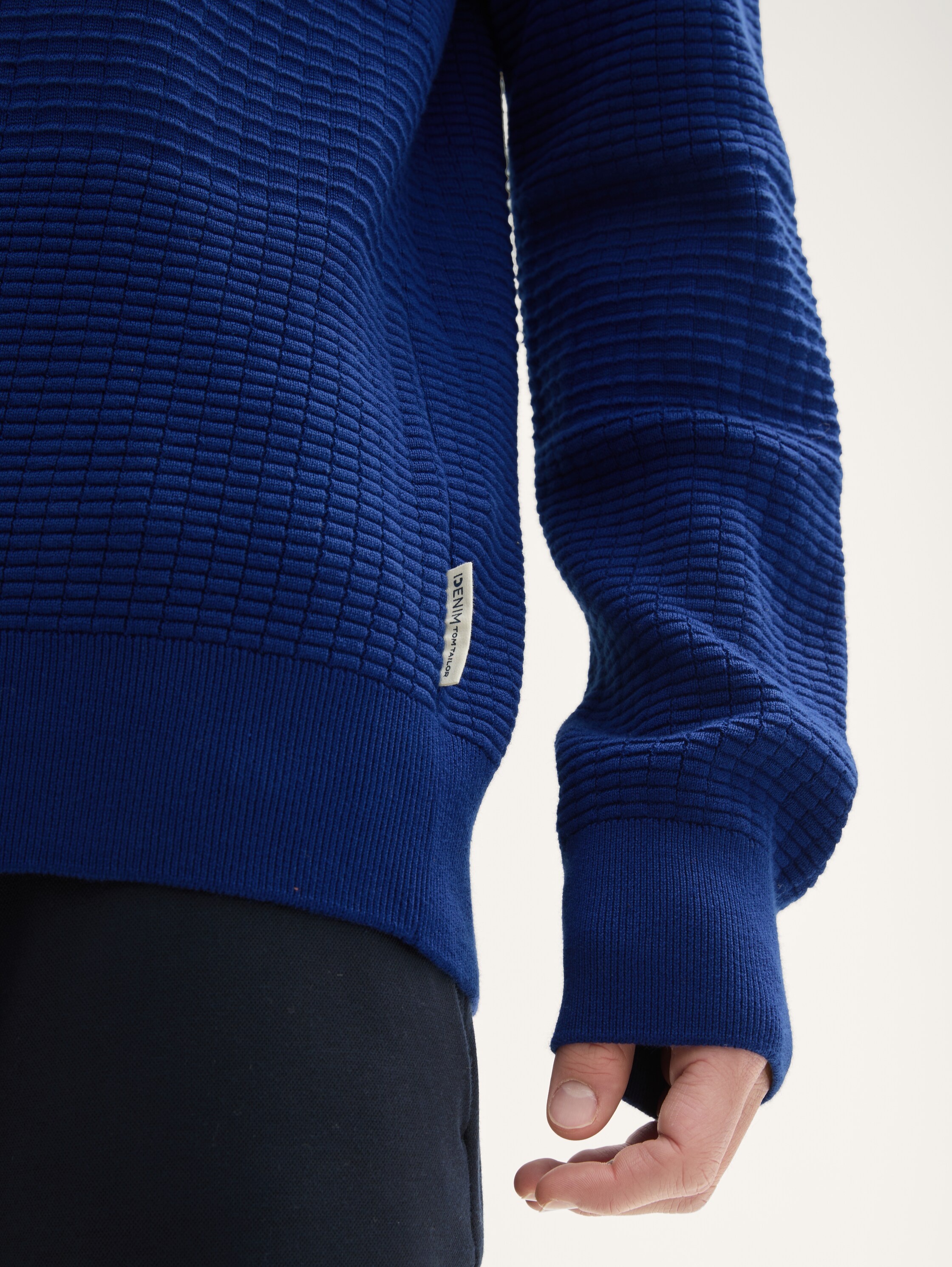 Regular Fit Strickpullover aus Baumwolle - space_cadet_blue - 