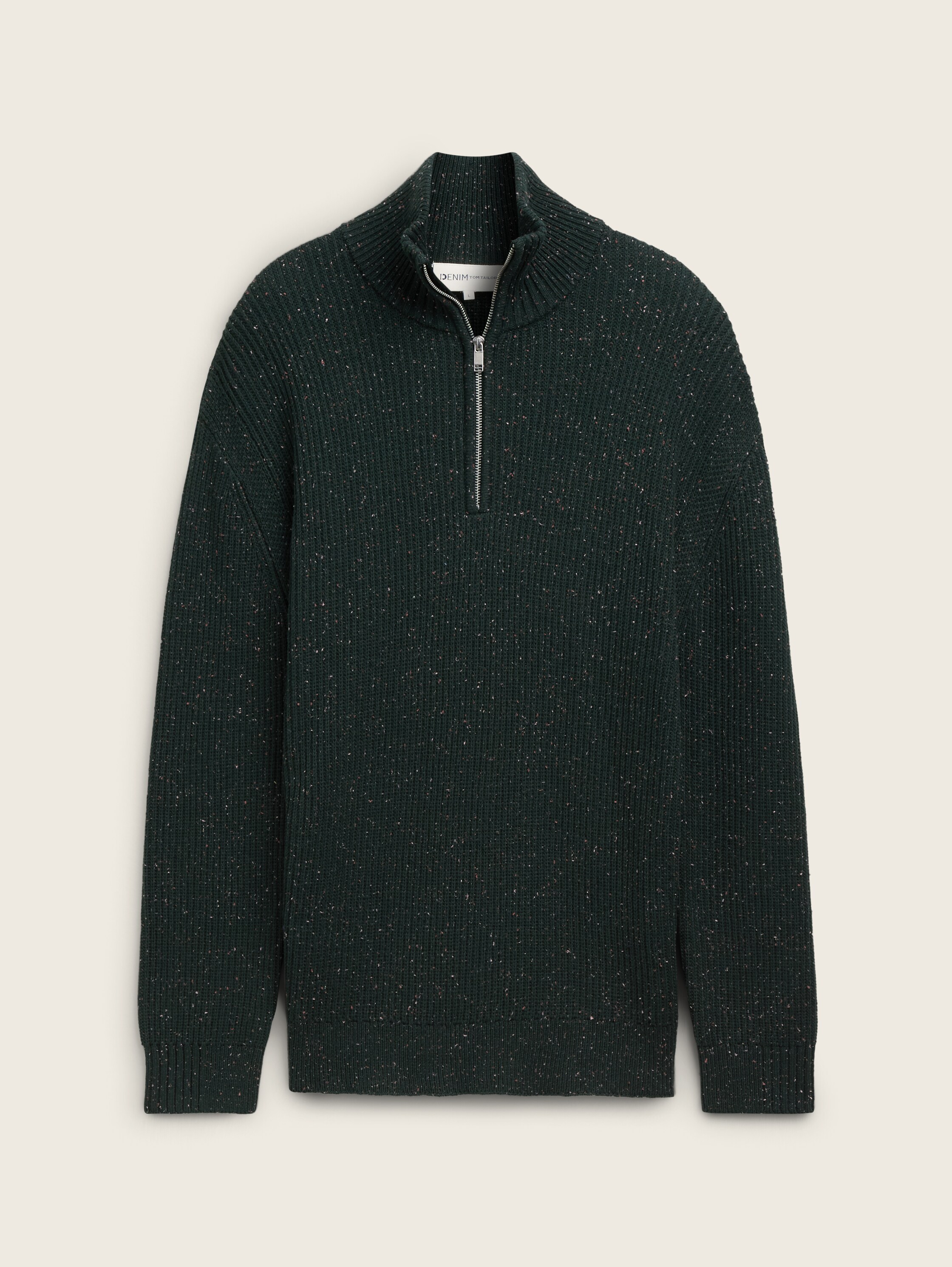 Troyer Strickpullover aus Noppengarn - green_colorful_neps - 