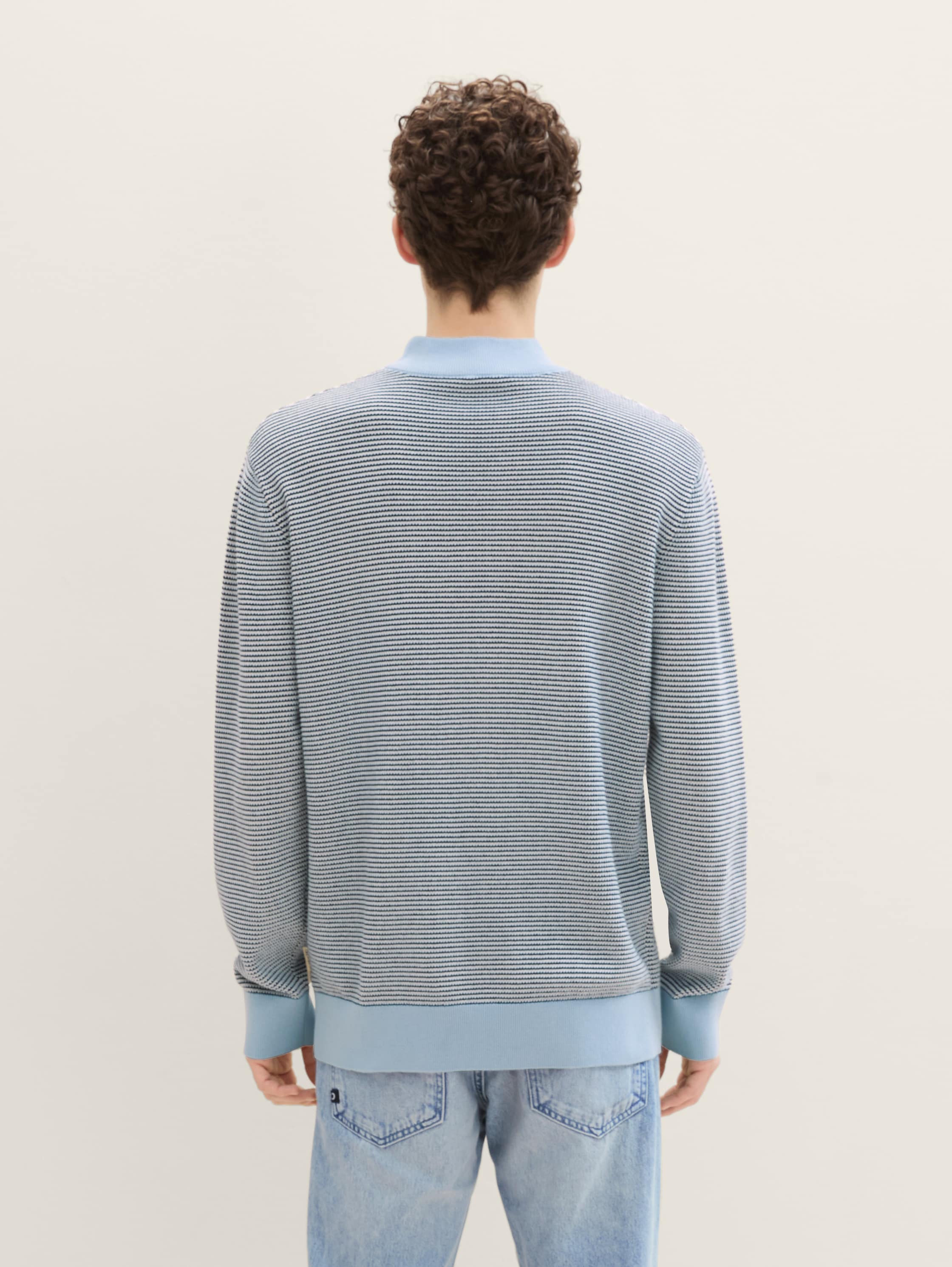 Gebreide trui met opstaande kraag - kentucky_blue_white_waffle -