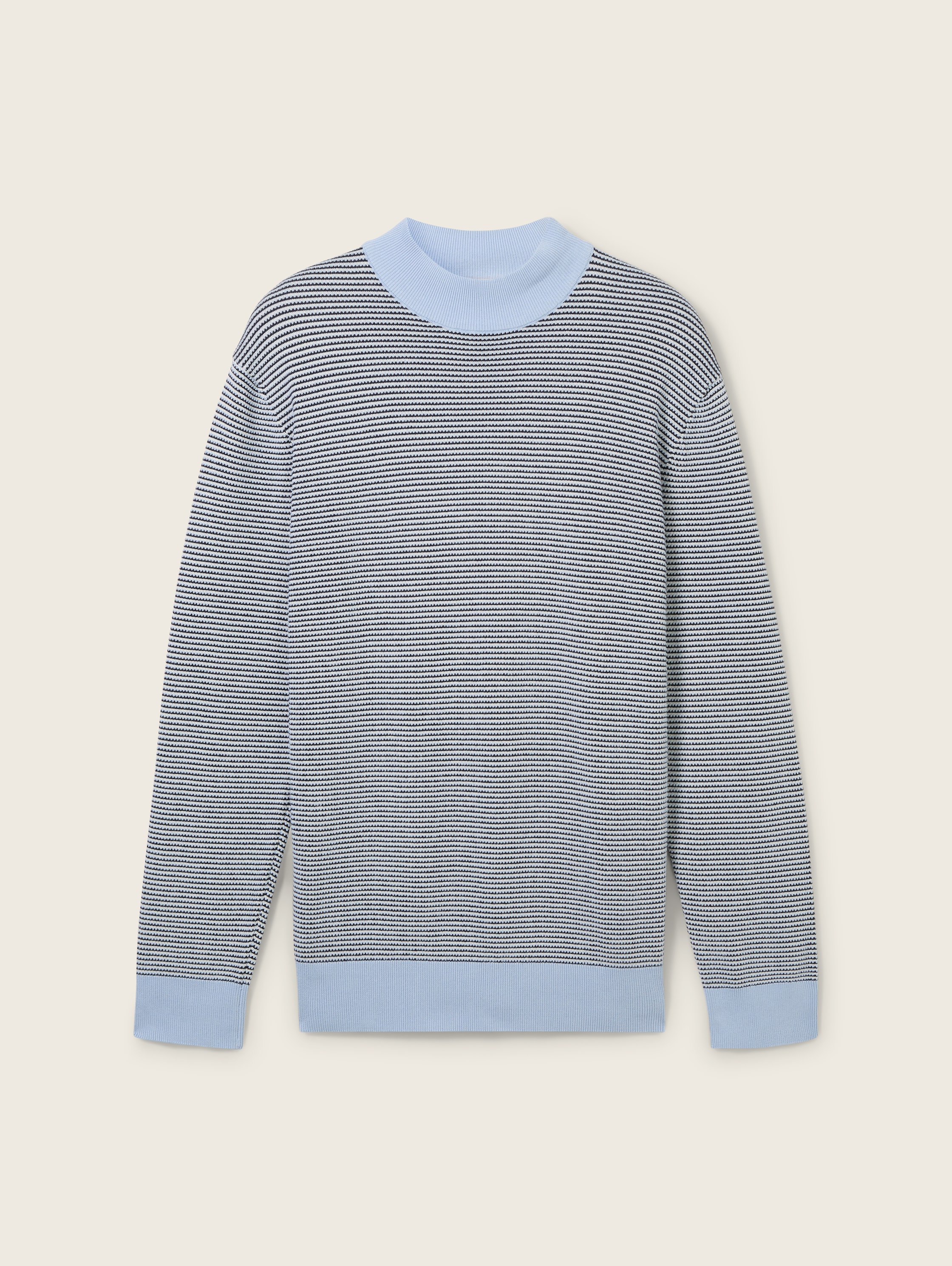 Gebreide trui met opstaande kraag - kentucky_blue_white_waffle -