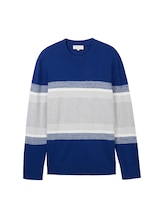 Selected, Knitted sweater with block stripes by Tom Tailor, blue
