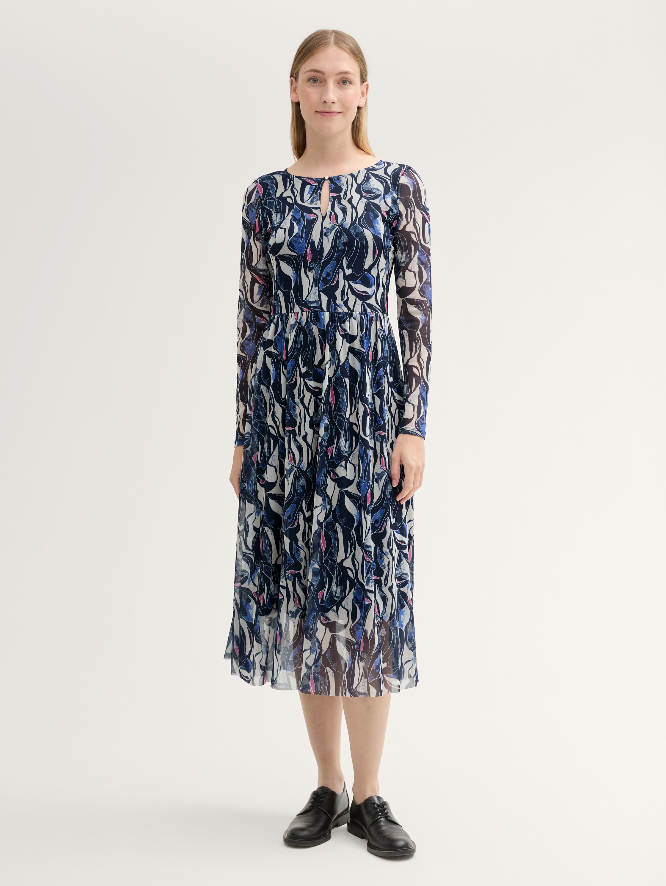 Mesh-Midikleid mit Muster - organic_shapes_design - 