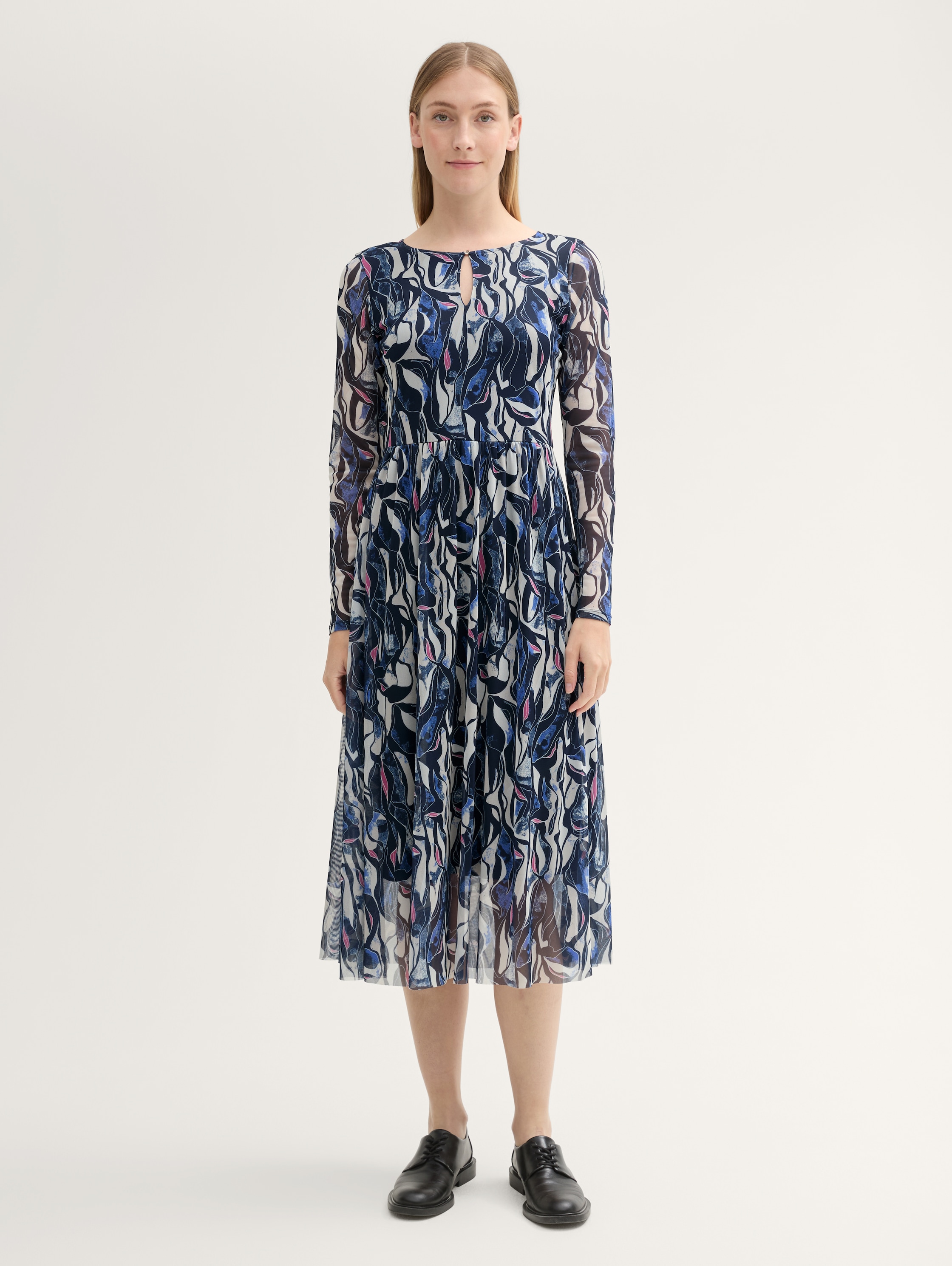 Mesh-Midikleid mit Muster - organic_shapes_design - 