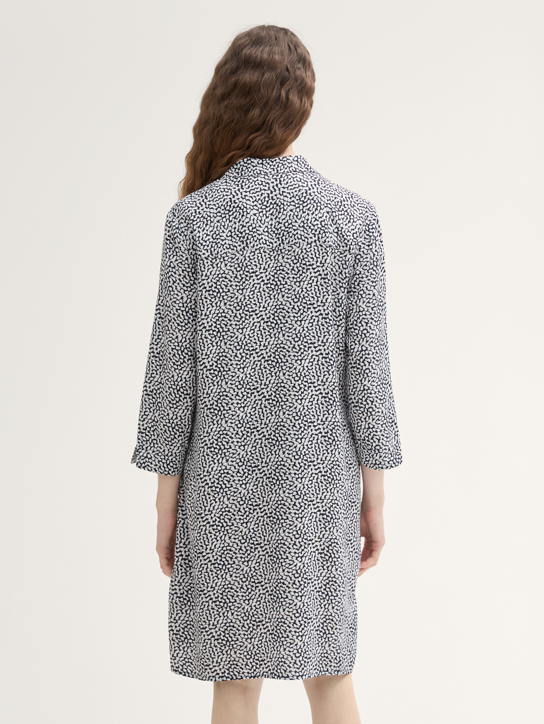 Italian Blusenkleid mit Kragen - organic_navy_dot_design - 