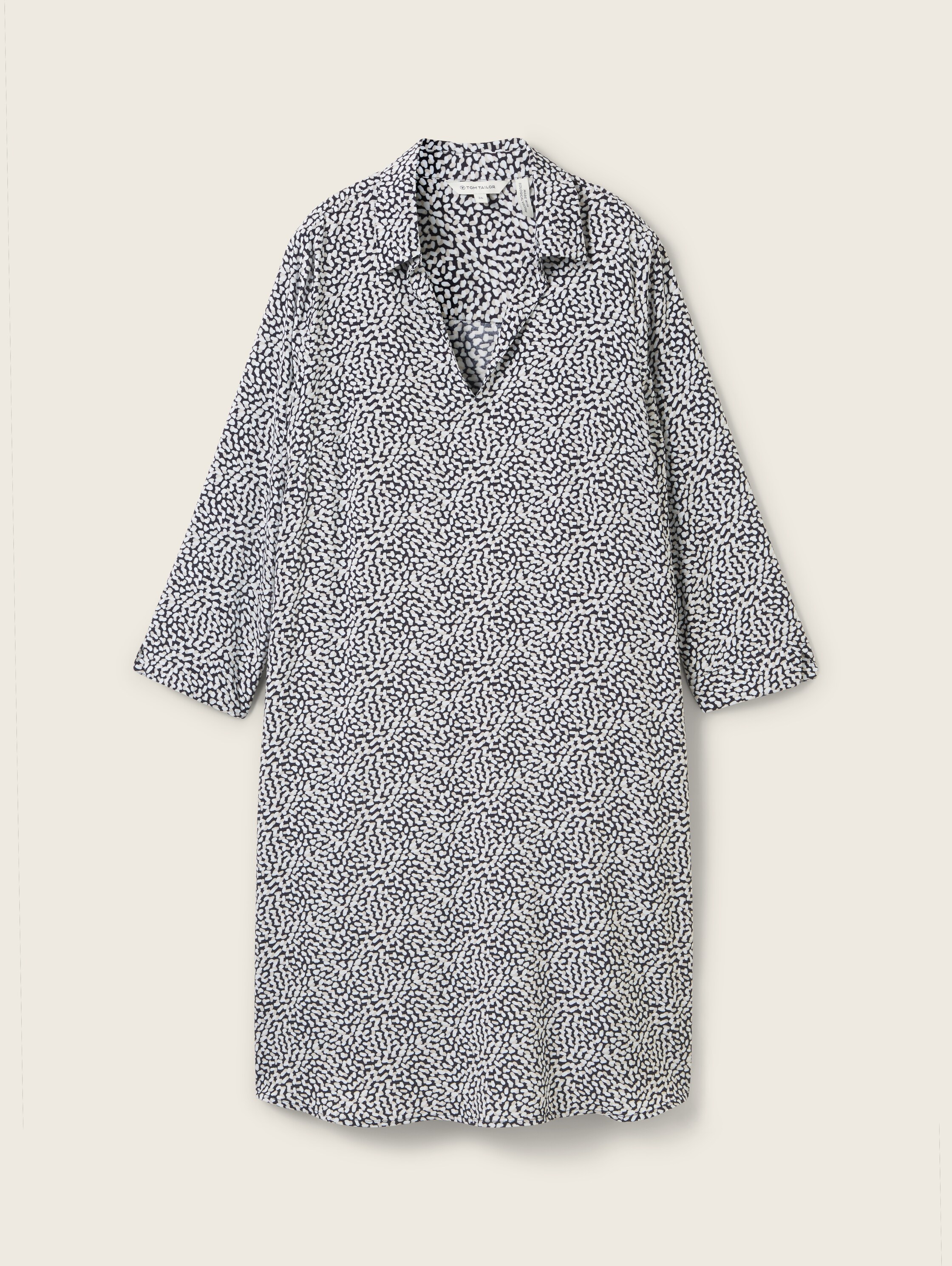 Italian Blusenkleid mit Kragen - organic_navy_dot_design - 