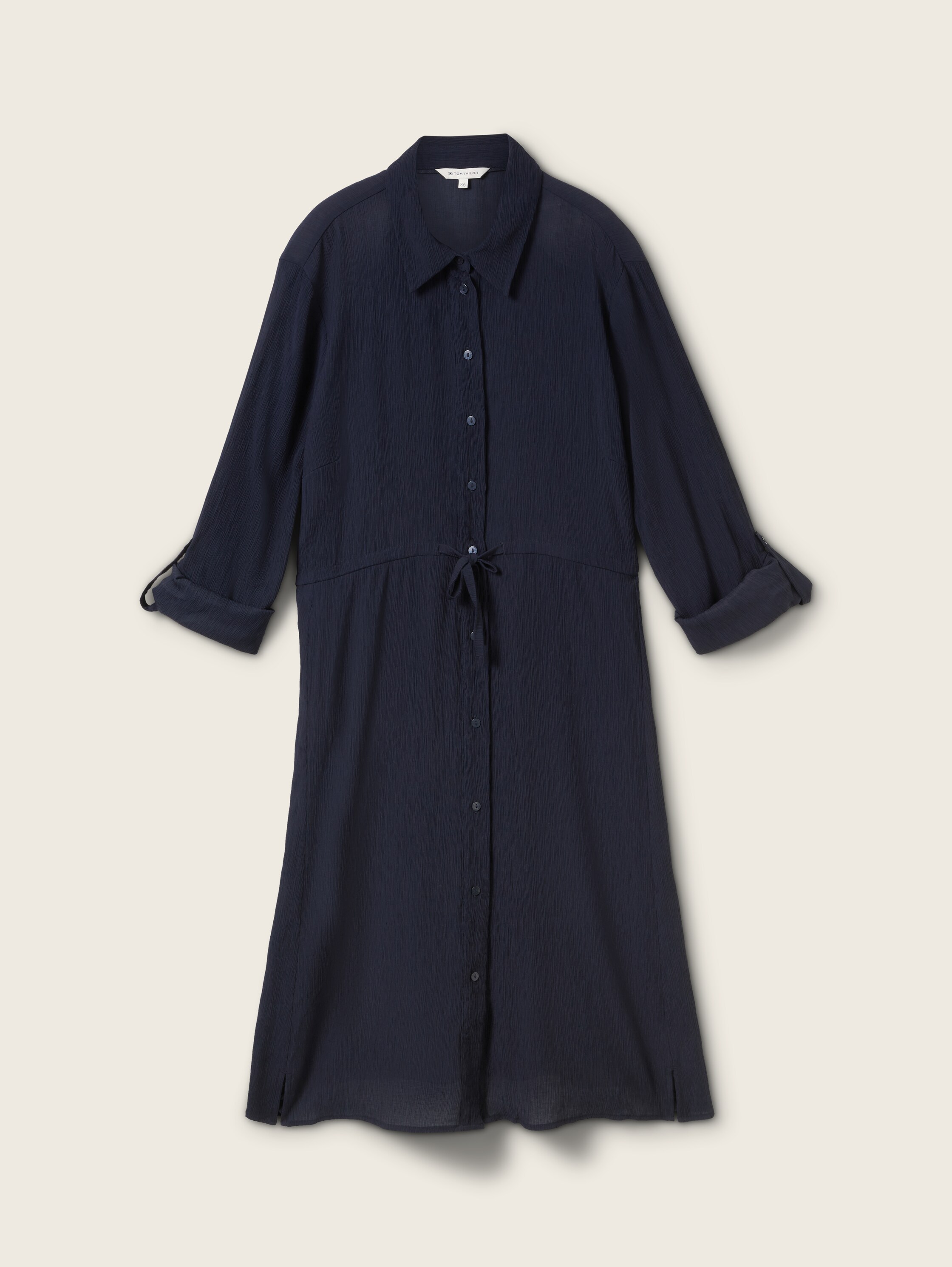 Crêpe Blusenkleid in Knitter-Optik - sky_captain_blue_1 - 