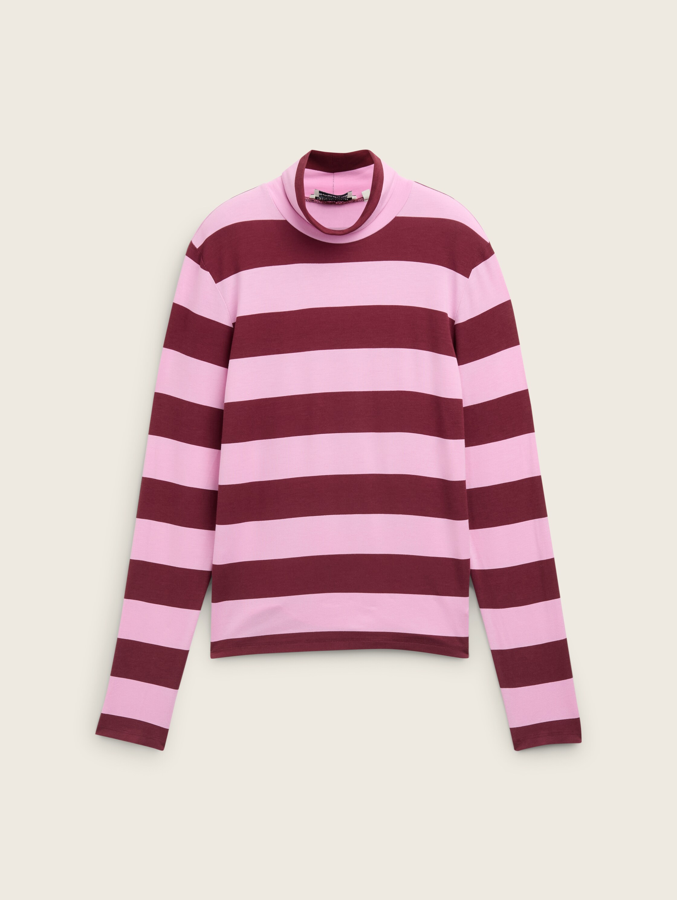 Rollkragen Shirt mit LENZING™ ECOVERO™ - dark red pink stripe - Vorder-Produkt-Ansicht