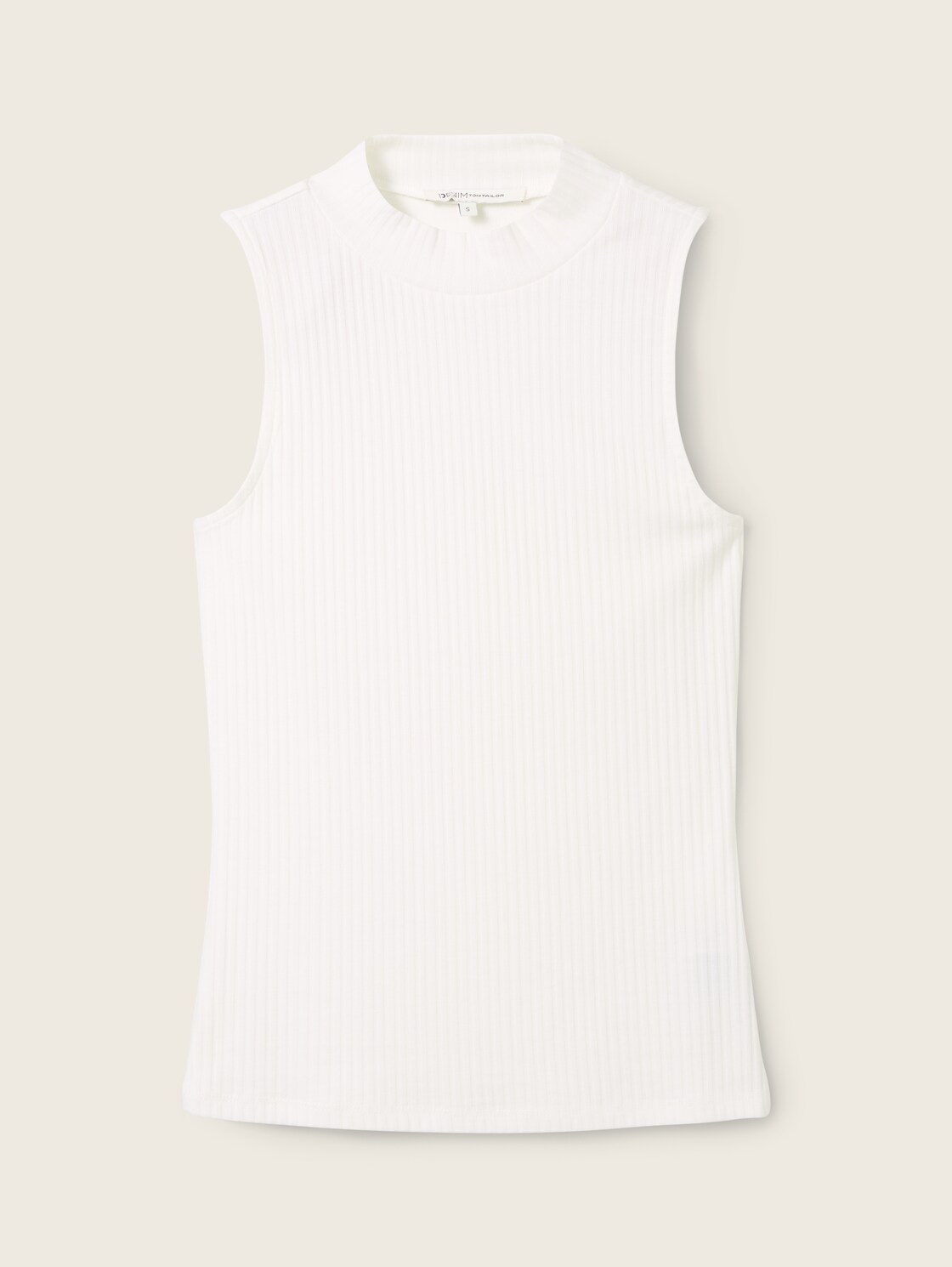 Ripp Top mit Stehkragen - off white - Vorder-Produkt-Ansicht