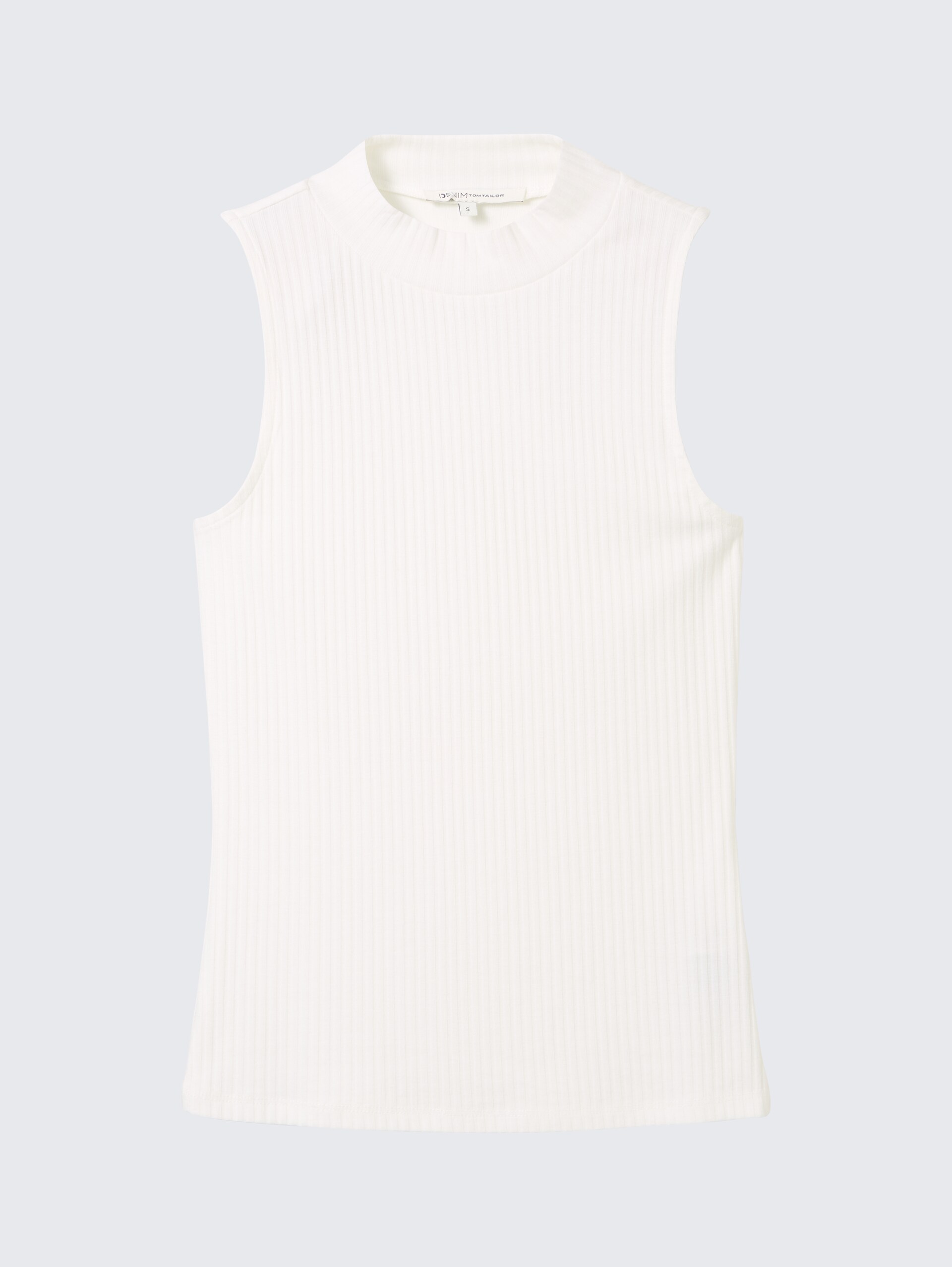 Ripp Top mit Stehkragen - off white - Vorder-Produkt-Ansicht